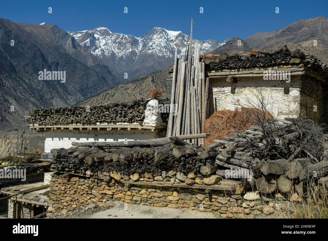 Thini villaggio in Mustang inferiore, Nepal Foto Stock