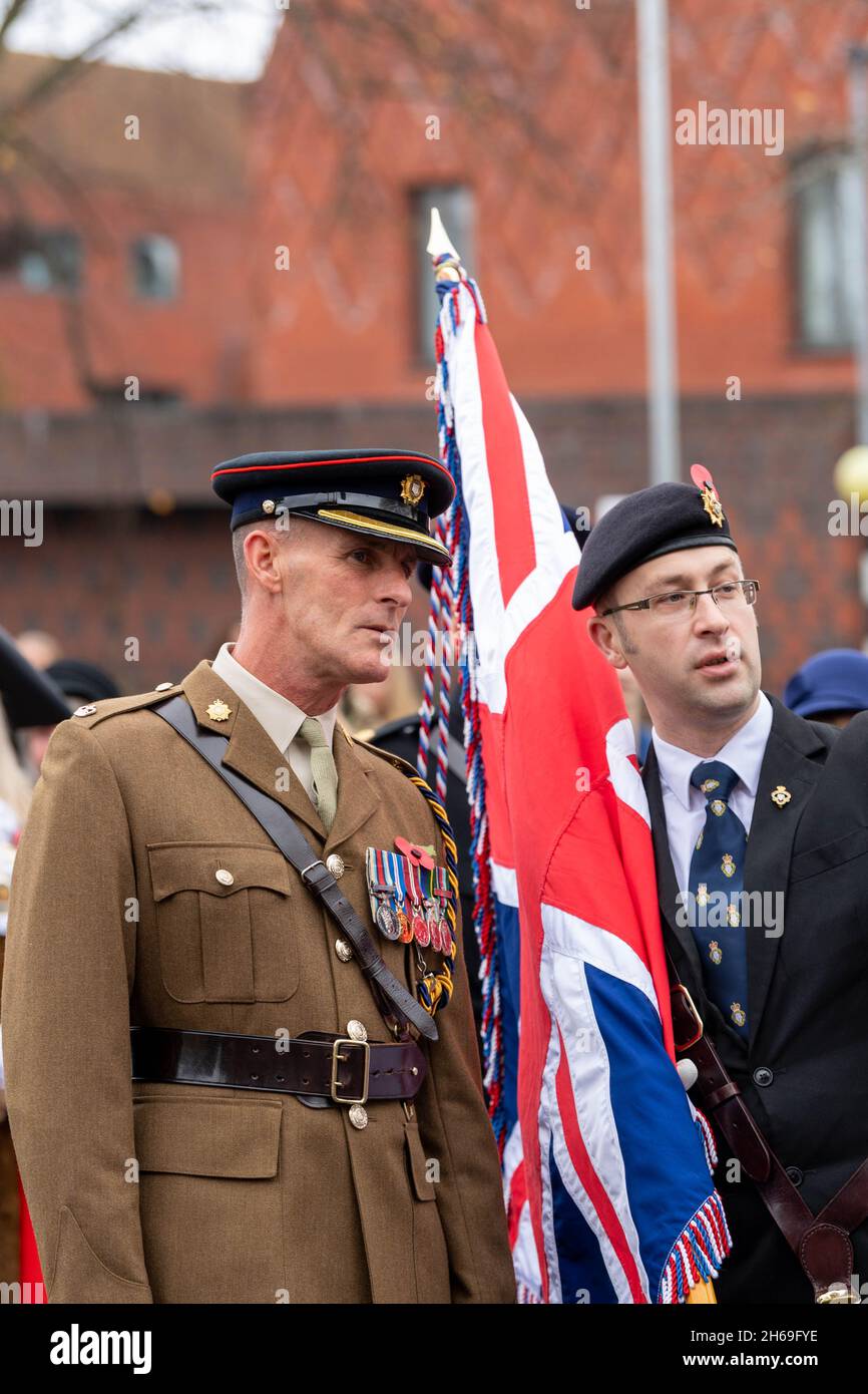 Brentwood, Regno Unito. 14 novembre 2021. Brentwood Essex 14 novembre 2021 commemorazione Domenica sfilata, Brentwood Essex credito: Ian Davidson/Alamy Live News Foto Stock