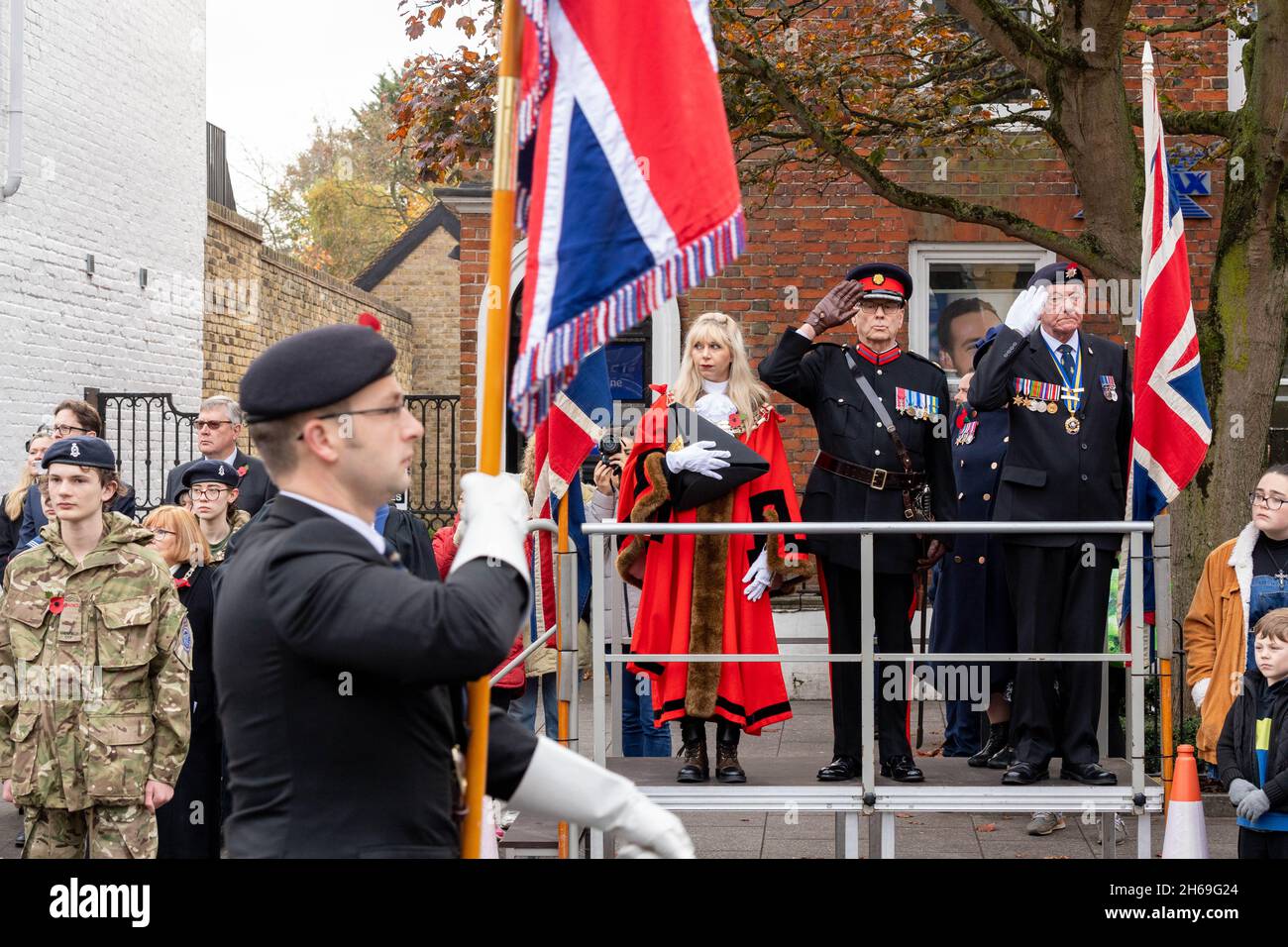 Brentwood, Regno Unito. 14 novembre 2021. Brentwood Essex 14 novembre 2021 commemorazione Domenica sfilata, Brentwood Essex credito: Ian Davidson/Alamy Live News Foto Stock