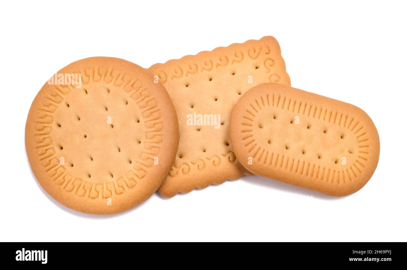 Biscotti secchi isolati su sfondo bianco Foto Stock