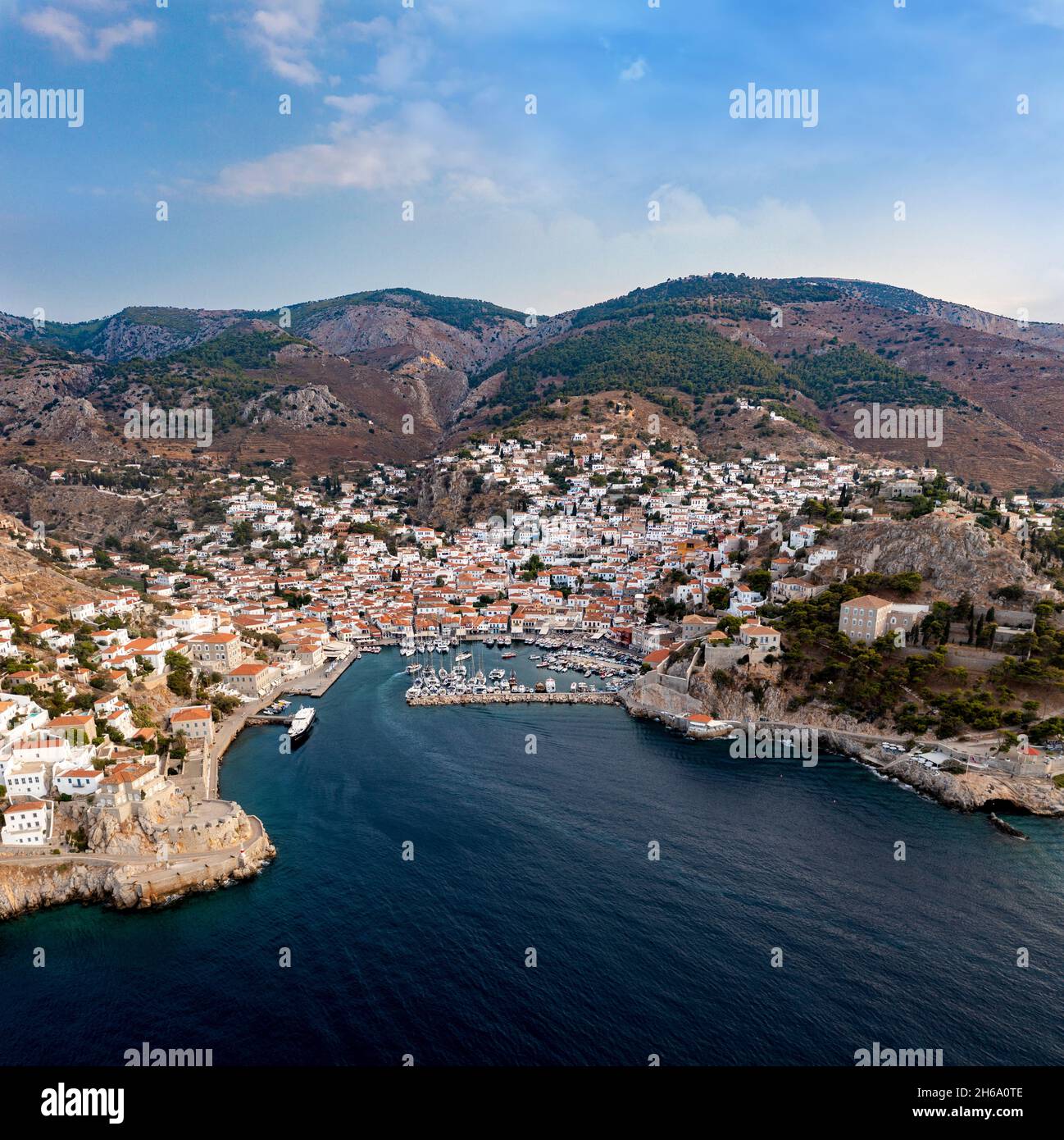 Porto approda Hydra, Isole greche. Foto Stock