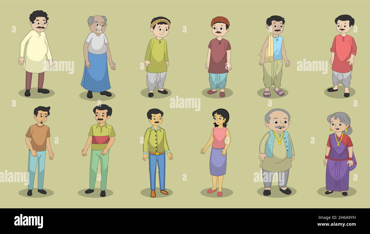 Vettore set di caratteri indiani Illustrazione Vettoriale