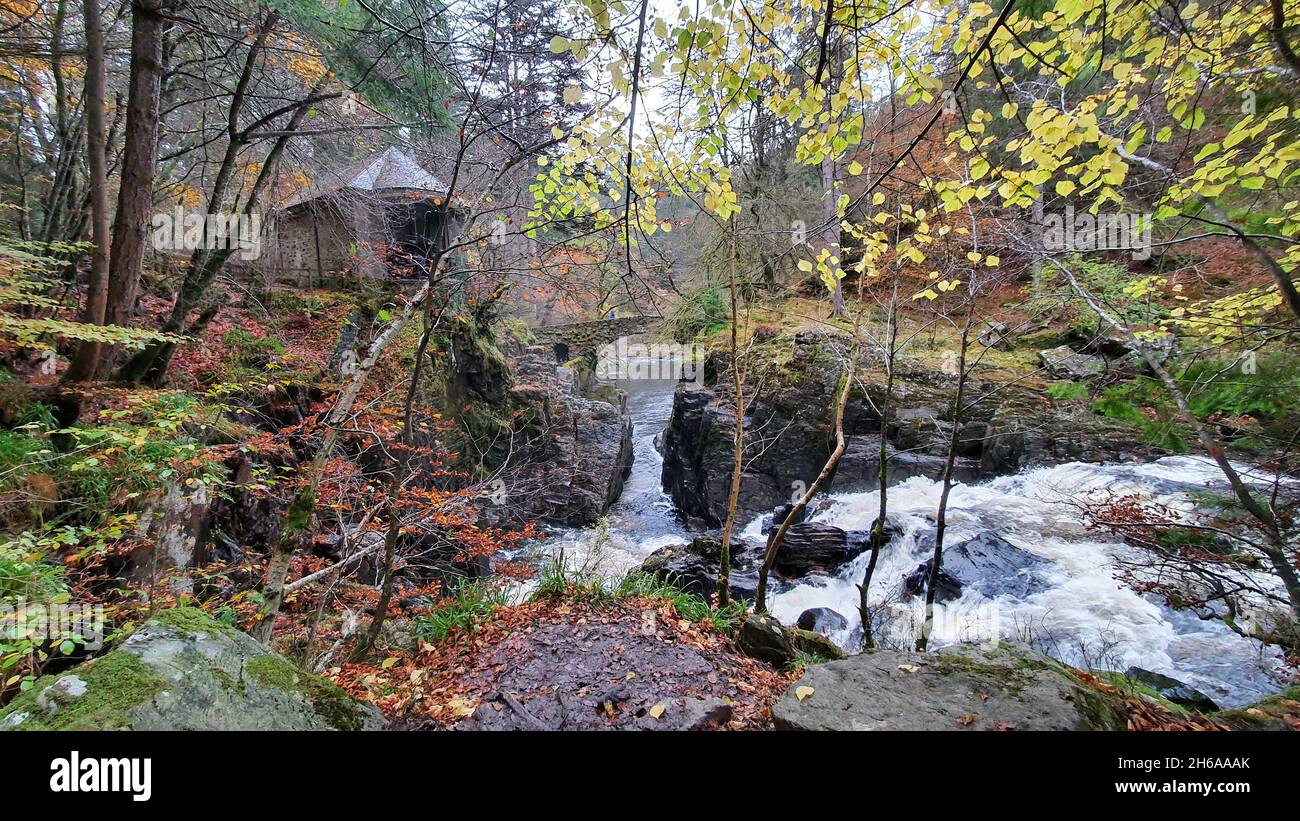 Black Linn Falls, Dunkeld, Perthshire Foto Stock