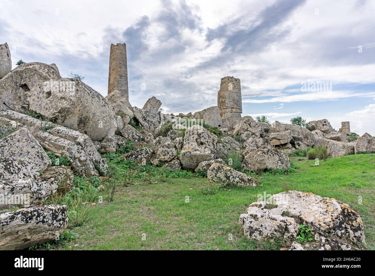 L'Acropoli greca del VII secolo a Marinella di Selinunte in Sicilia. Foto Stock