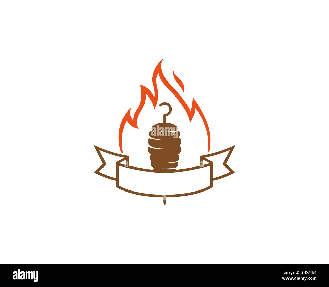 Creative Abstract Kebab Meat Fire Logo Design Symbol Vector Illustration Illustrazione Vettoriale