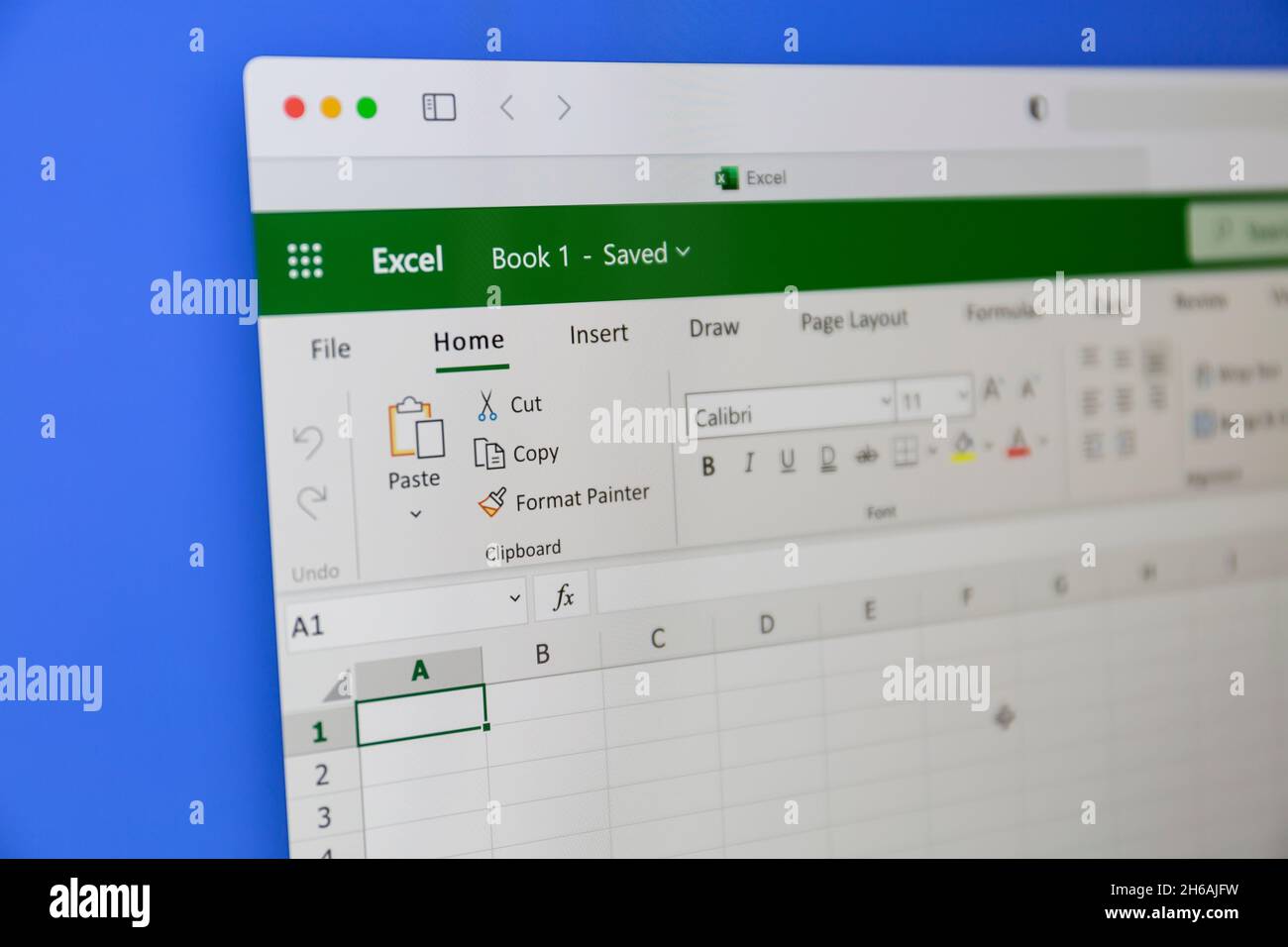 Ostersund, Svezia - 1 luglio 2021 primo piano di Microsoft Excel. Microsoft Excel è un foglio di calcolo sviluppato da Microsoft per Windows, macOS, Android e iOS Foto Stock