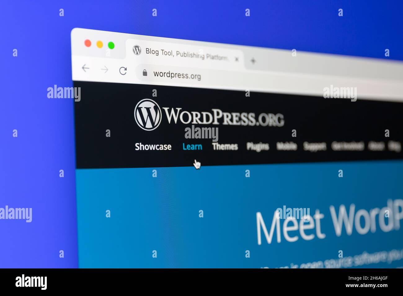 Ostersund, Svezia - 4 luglio 2021: Sito web di WordPress su uno schermo del computer. Wordpress è un sistema di gestione dei contenuti (CMS) libero e open-source Foto Stock