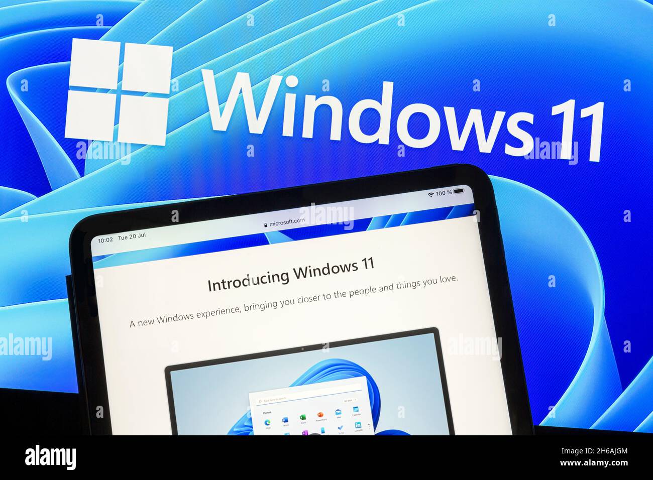 Ostersund, Svezia - 20 luglio 2021 Windows 11 homepage. Windows 11 è un sistema operativo per personal computer sviluppato e rilasciato da Microsoft Foto Stock