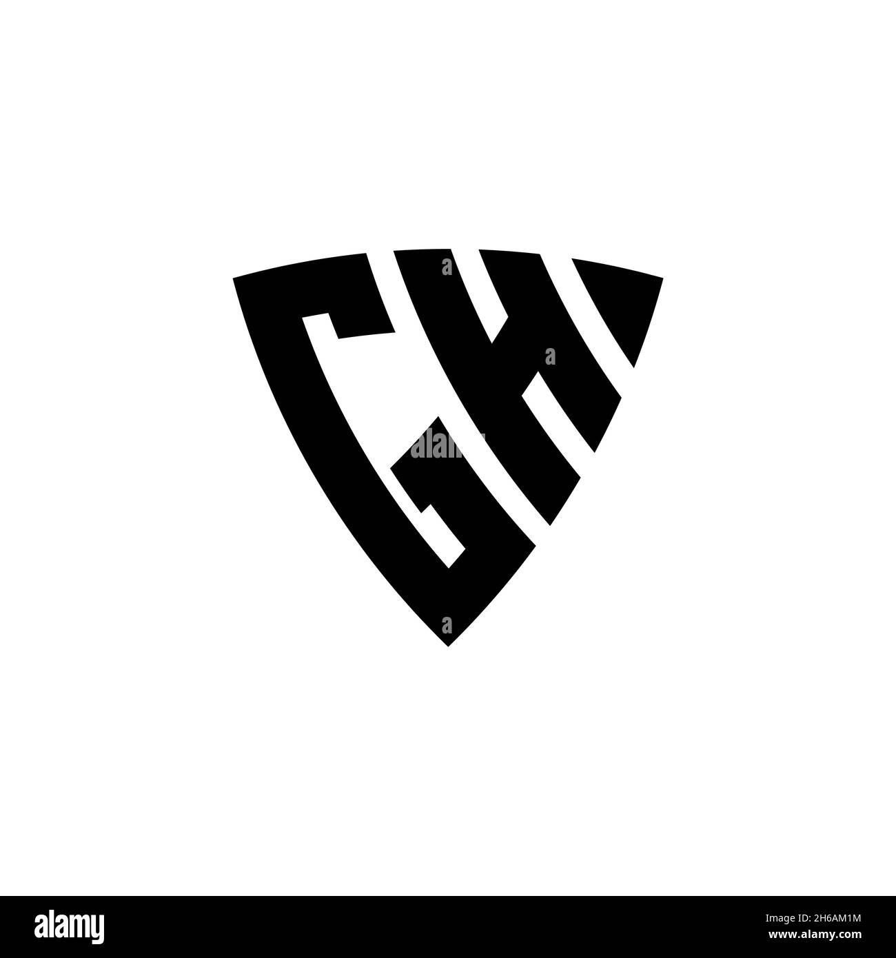 Lettera del logo GH Monogram con forma a scudo triangolare isolata su sfondo bianco. Logo a monogramma triangolare, logo a monogramma schermato, logo a triangolo s. Illustrazione Vettoriale