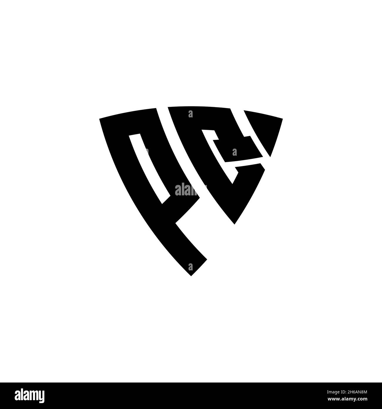 Lettera con logo in monogramma PQ con design a forma di scudo triangolare isolato su sfondo bianco. Logo a monogramma triangolare, logo a monogramma schermato, logo a triangolo s. Illustrazione Vettoriale