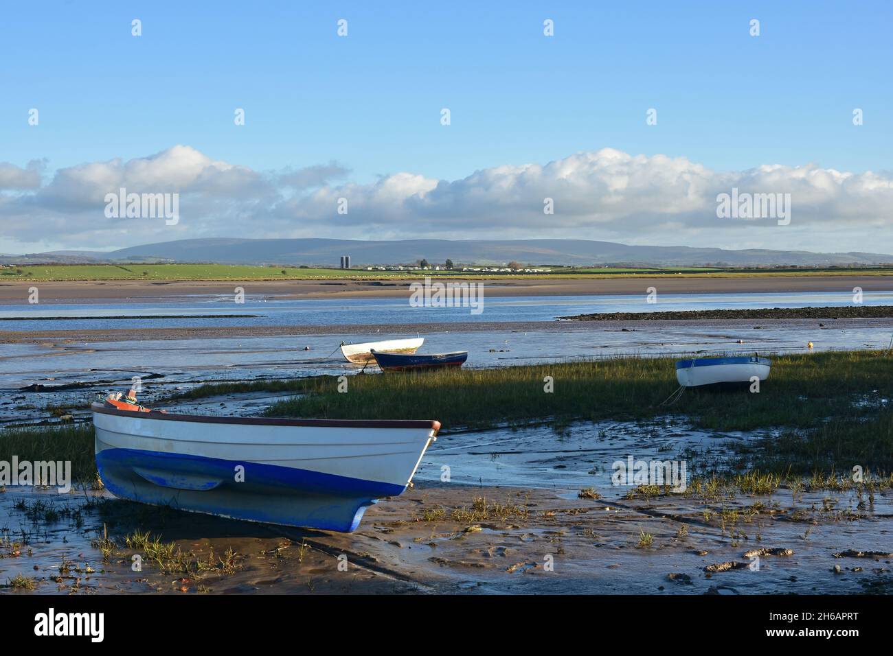 Marshland, Sunderland Point, sole d'autunno, Morecambe, Lancashire Foto Stock