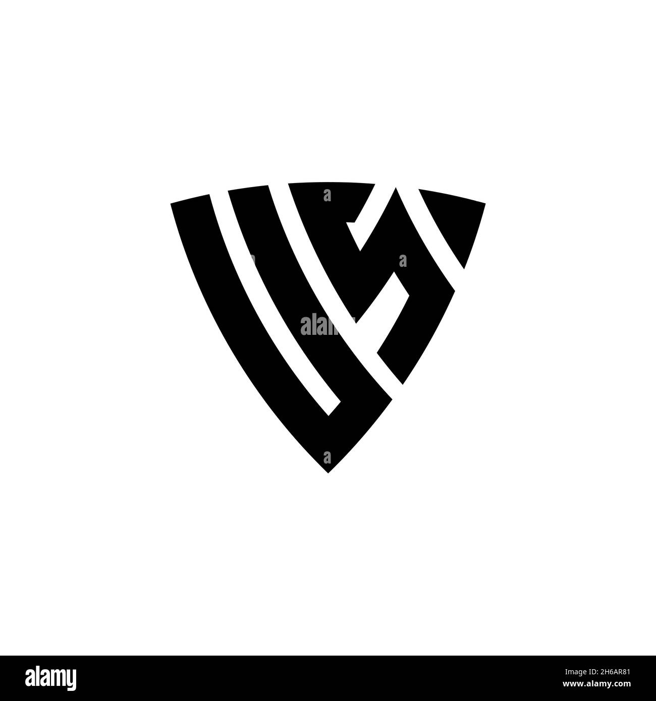 Lettera del logo del monogramma USA con forma a scudo triangolare, isolata su sfondo bianco. Logo a monogramma triangolare, logo a monogramma schermato, logo a triangolo s. Illustrazione Vettoriale
