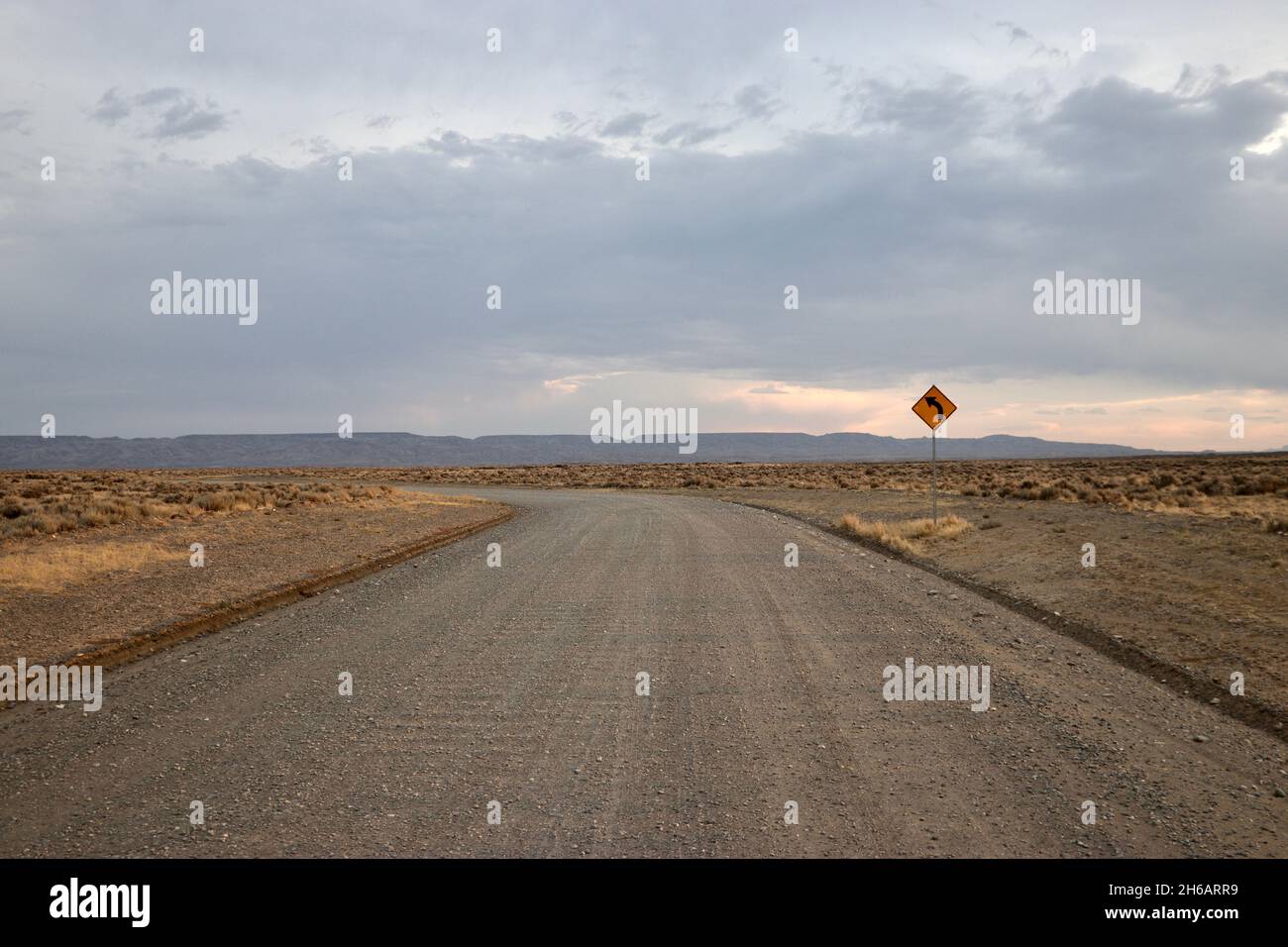 Curva in the Road, Wyoming USA Foto Stock