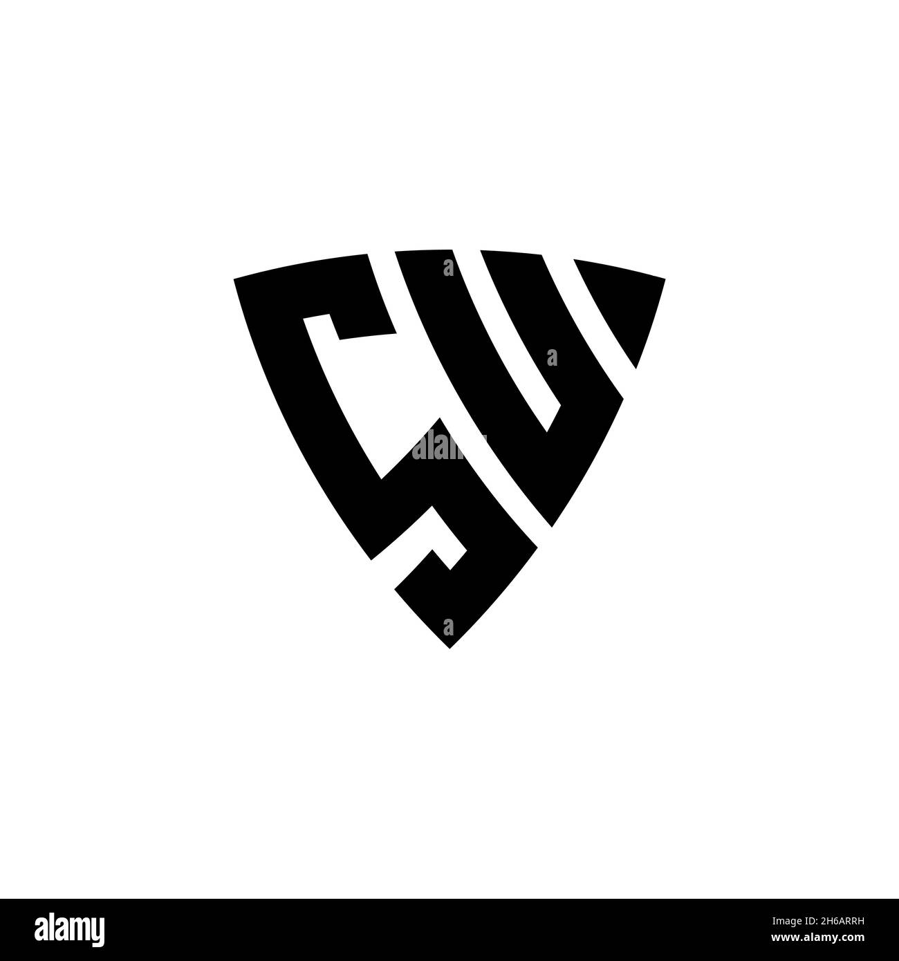 Lettera del logo SU monogramma con forma a scudo triangolare, isolata su sfondo bianco. Logo a monogramma triangolare, logo a monogramma schermato, logo a triangolo s. Illustrazione Vettoriale