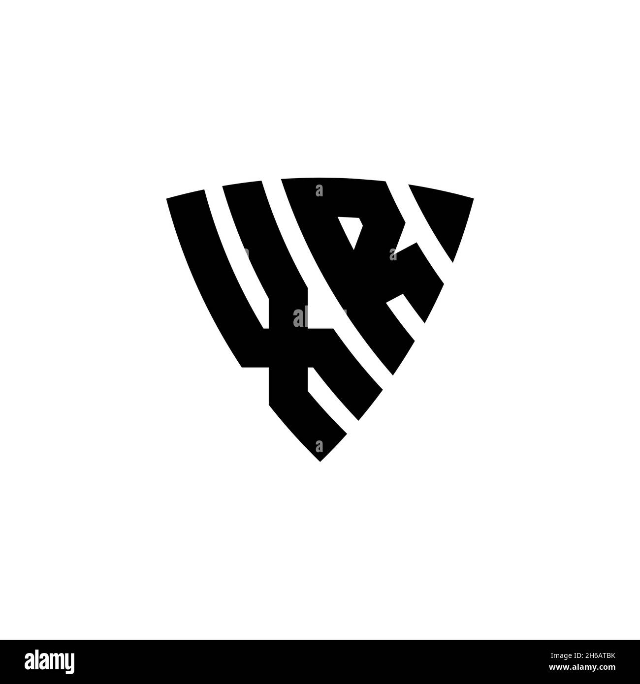 LETTERA del logo XR monogramma con forma a scudo triangolare isolata su sfondo bianco. Logo a monogramma triangolare, logo a monogramma schermato, logo a triangolo s. Illustrazione Vettoriale