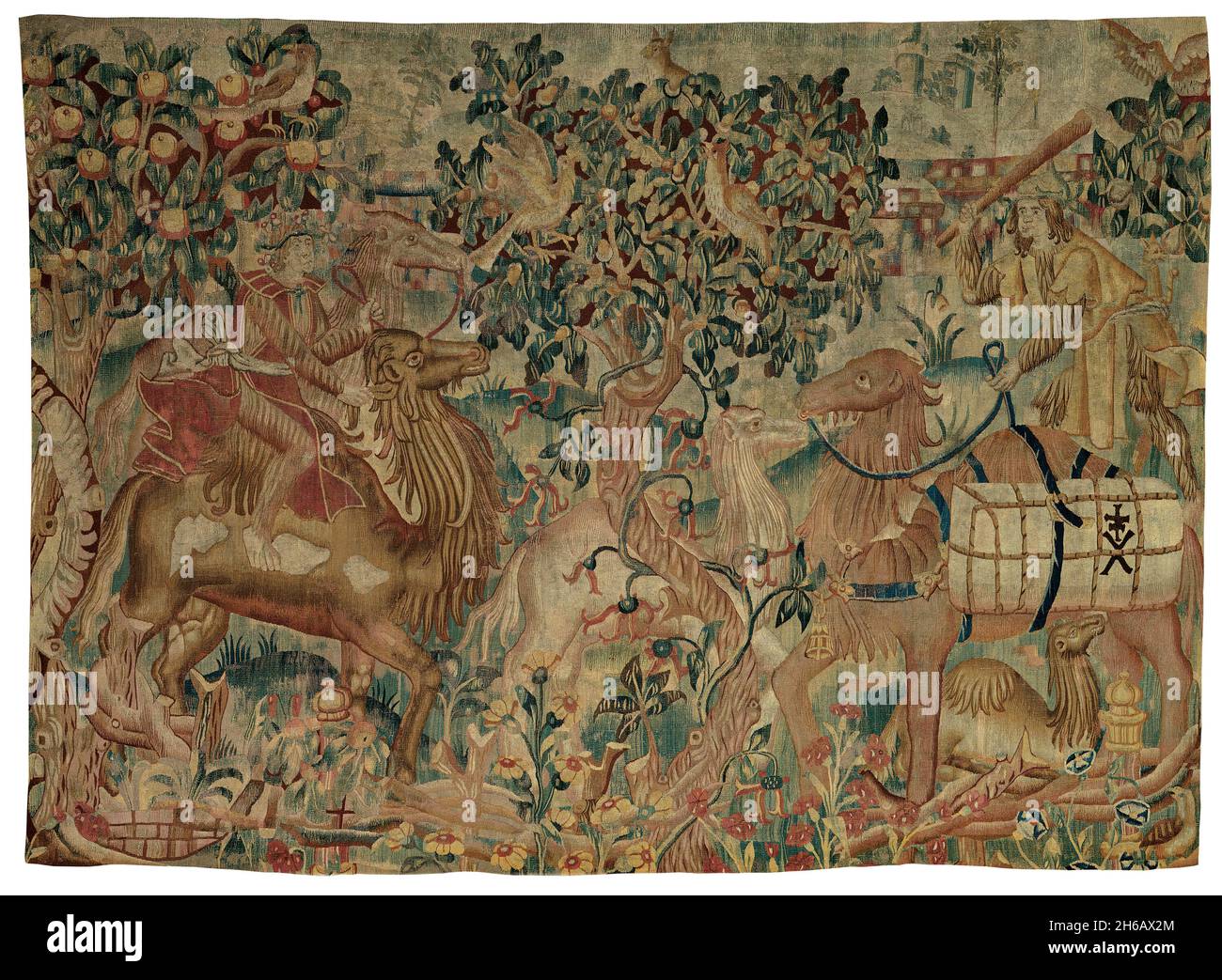 Camel Riders, presumibilmente da una serie Wild Man, Fiandre, 1475/1510. Foto Stock