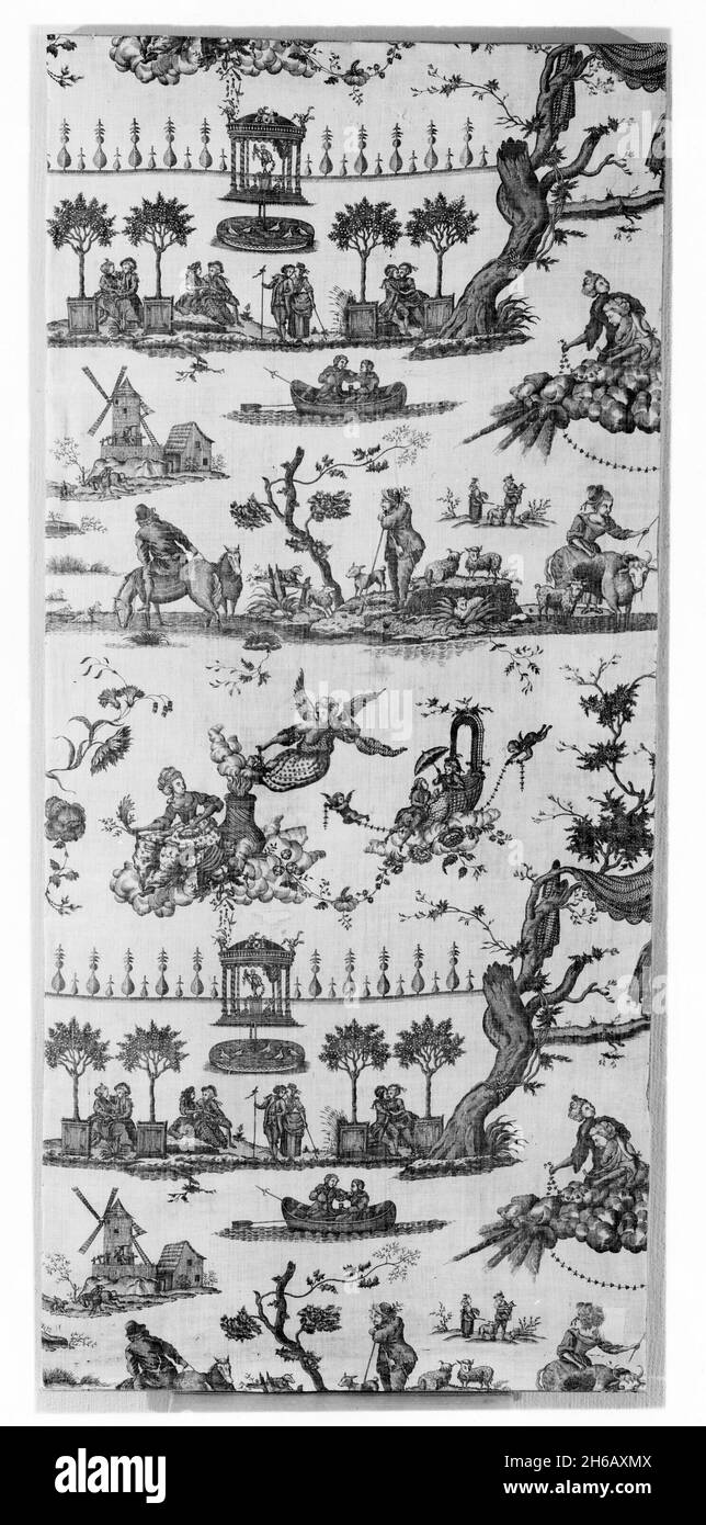 Le Temple de l'Amour (il Tempio dell'Amore) (tessuto d'arredo), Nantes, c.. 1785. Prodotto da Gorgerat Fr&#xe8;res et Cie Foto Stock