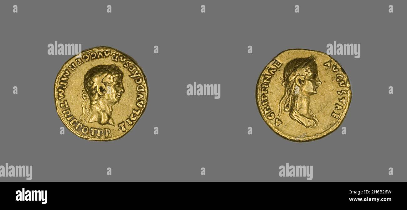 Aureus (Coin) raffigurante l'imperatore Claudio, 50-54. Foto Stock