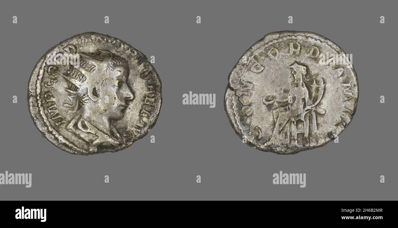 Antoninianus (Coin) raffigurante l'imperatore Goridiano III, 240-241. Foto Stock