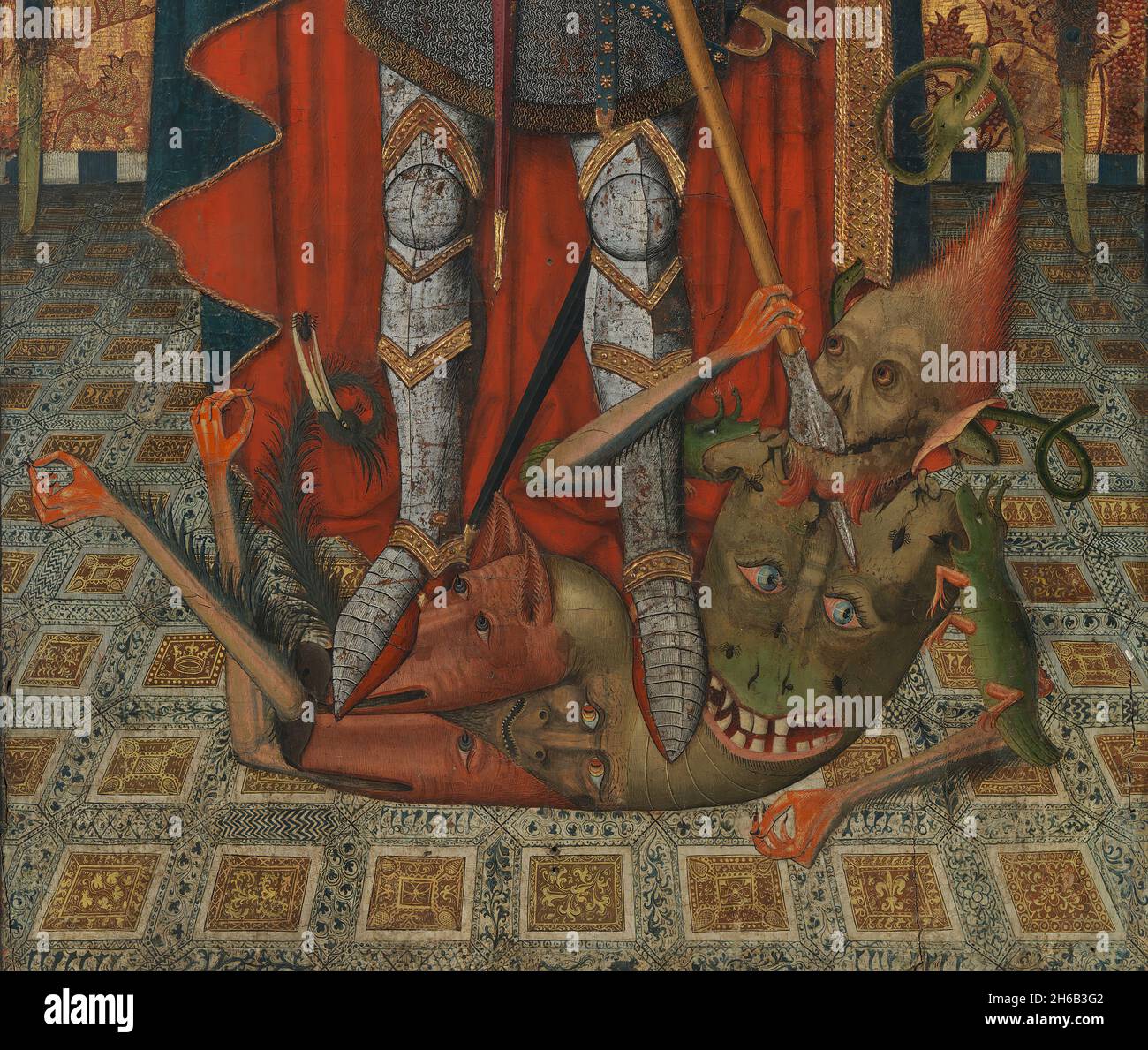 San Michele, 1450-1500. Dettagli da un'illustrazione più grande. Foto Stock