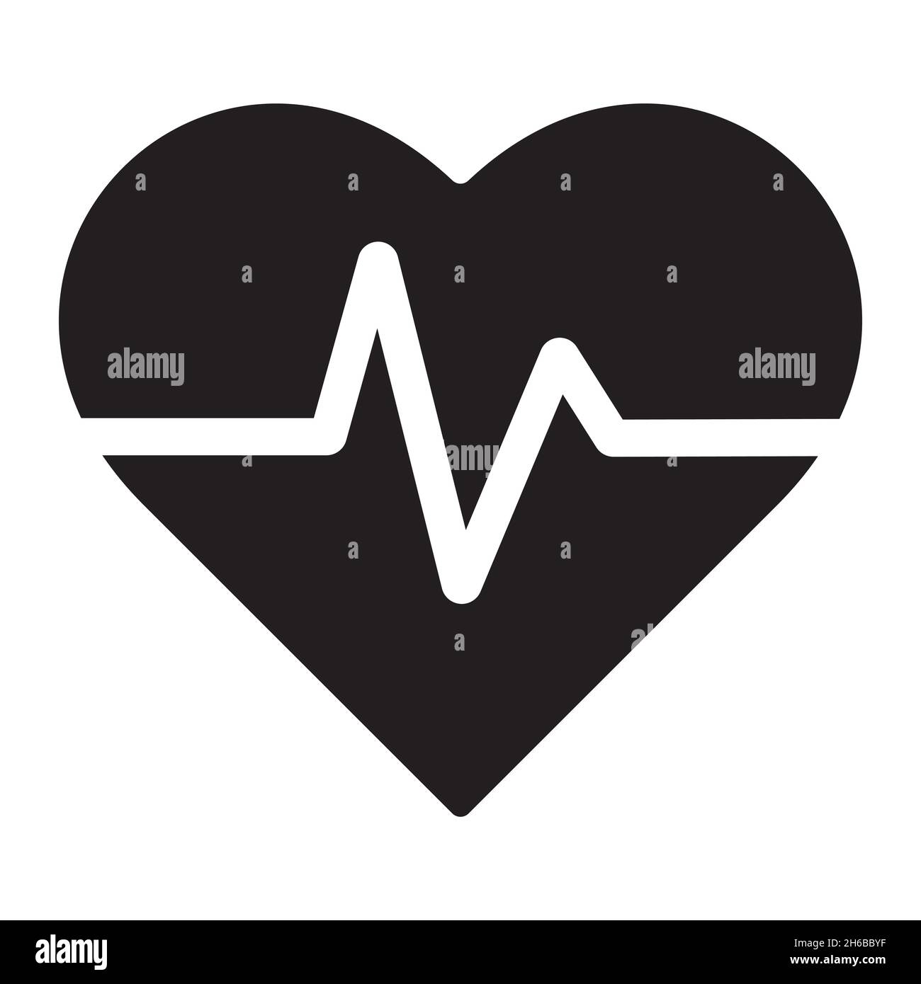 Icona del polso cardiaco e del cardiogramma in stile semplice su sfondo bianco isolato Illustrazione Vettoriale