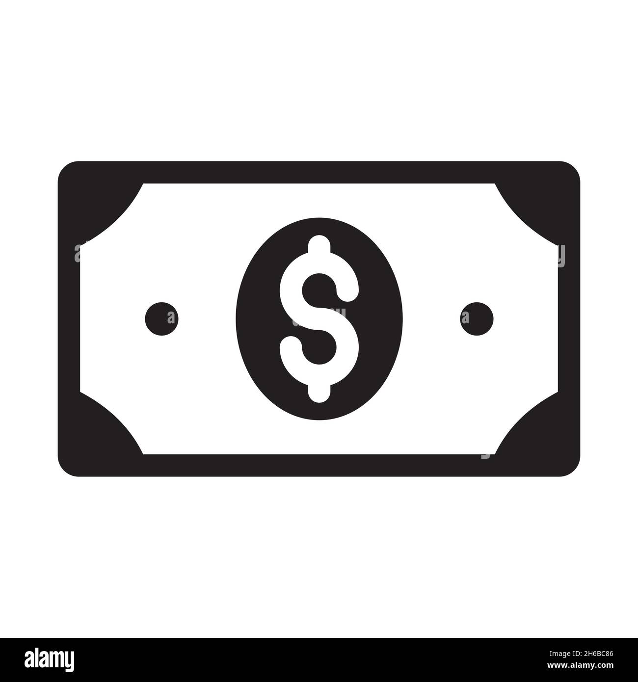 Banconota con simbolo del dollaro. Icona semplice isolata su sfondo bianco. Illustrazione Vettoriale