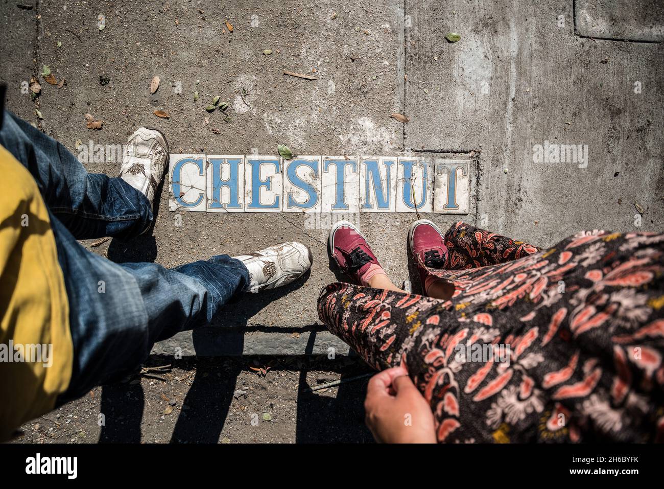 Segnaletica stradale di Chestnut Street a New Orleans, USA Foto Stock