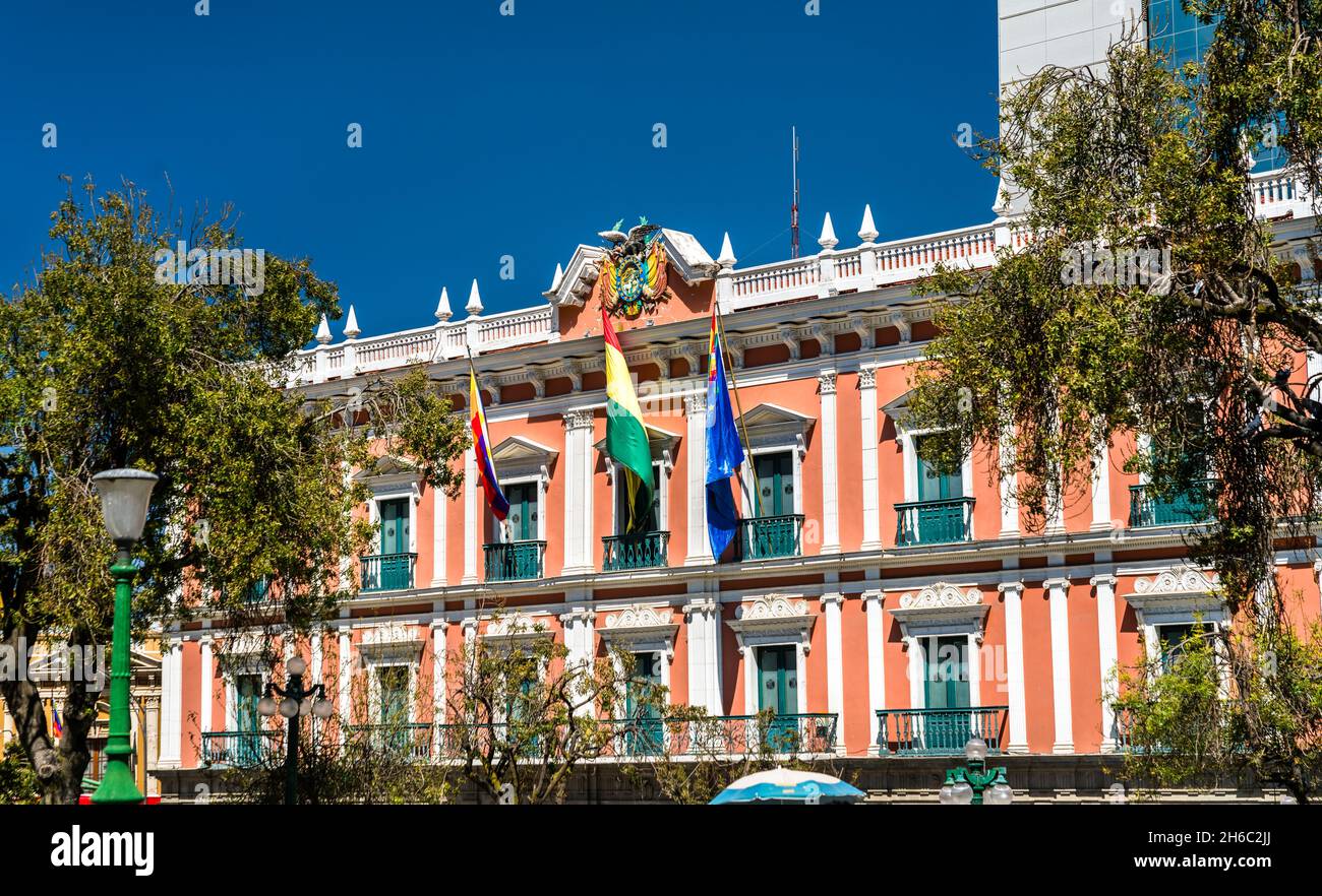 Palacio Quemado, il Palazzo del Governo a la Paz, Bolivia Foto Stock