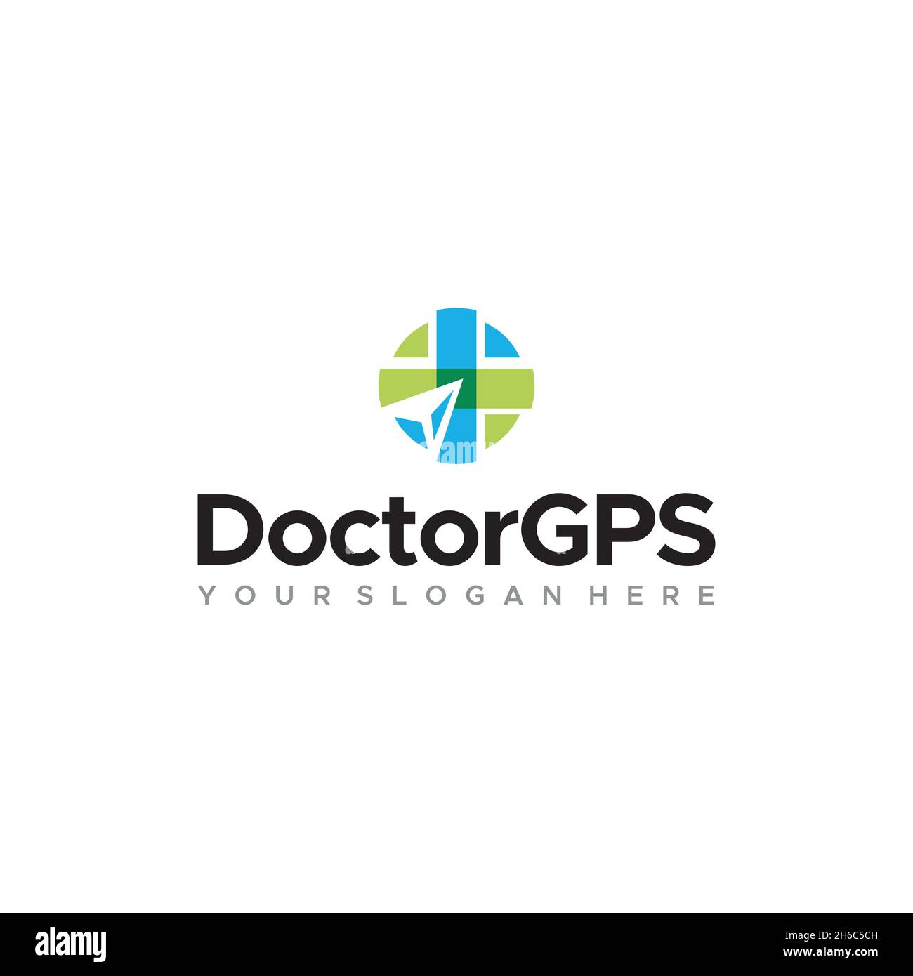 Modern Doctor GPS più indizi indicazioni logo design Illustrazione Vettoriale