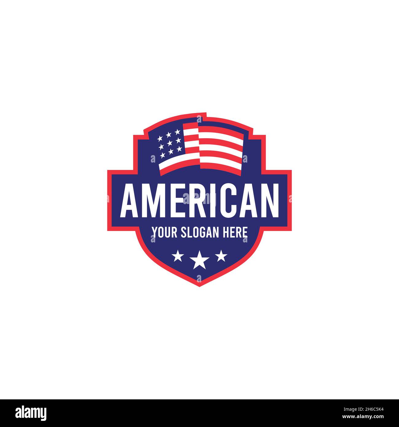 Emblema AMERICAN flag Shield stelle logo design Illustrazione Vettoriale