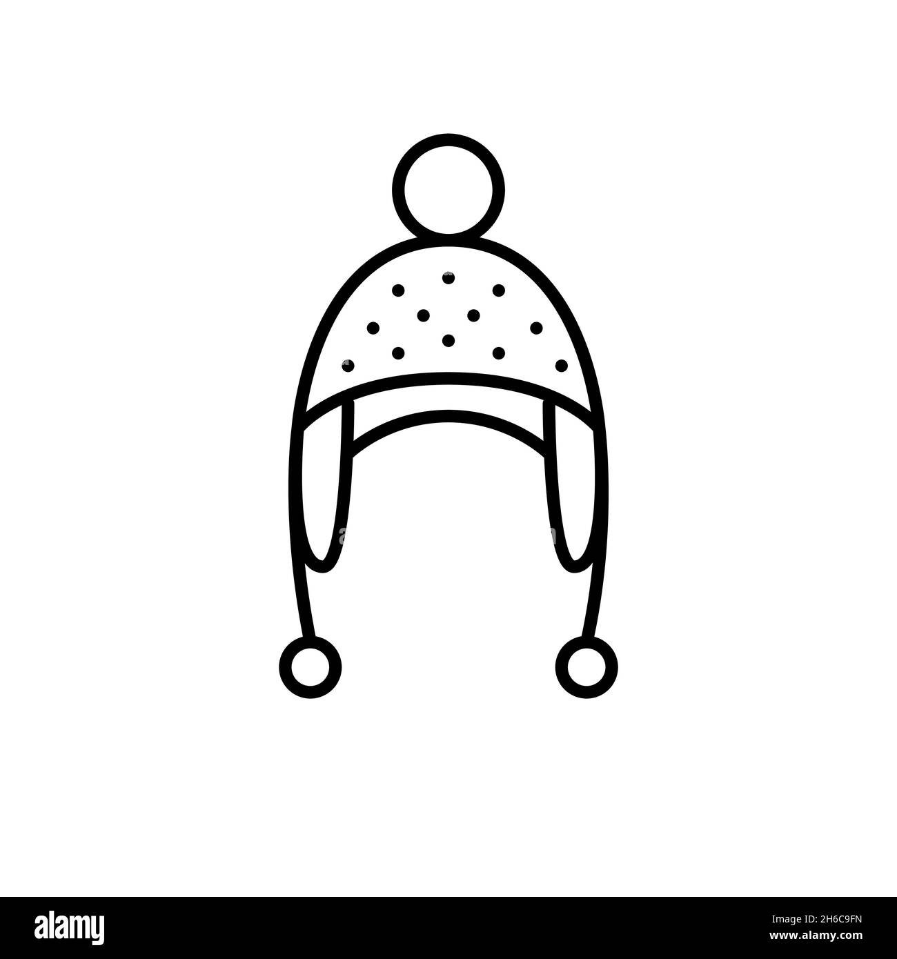 Caldo cappellino in maglia invernale. Copricapo di Natale. Icona tratto modificabile pixel Perfect Illustrazione Vettoriale