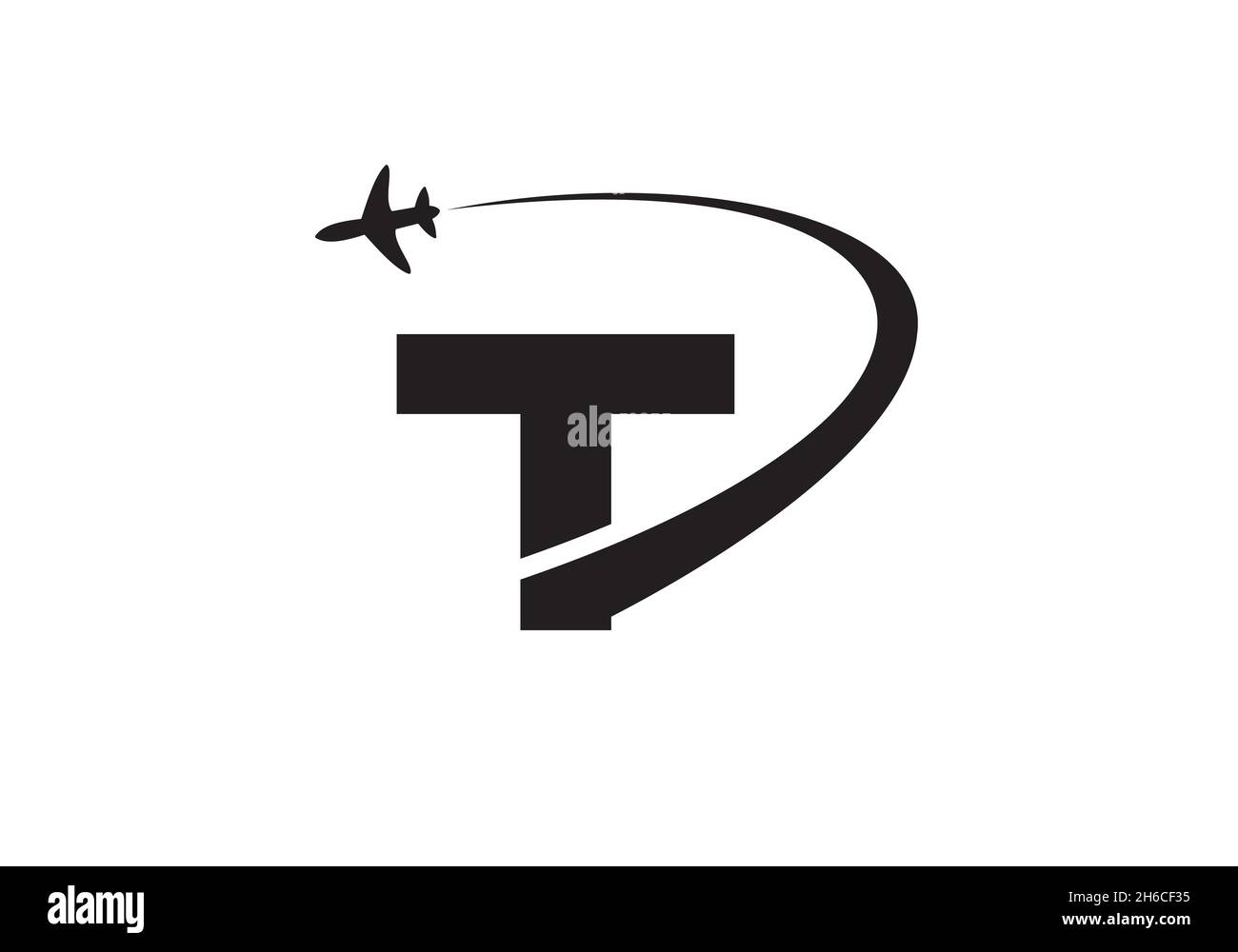 Design con logo Creative Air Travel con lettera T. T lettera concept aereo e logo di viaggio Illustrazione Vettoriale