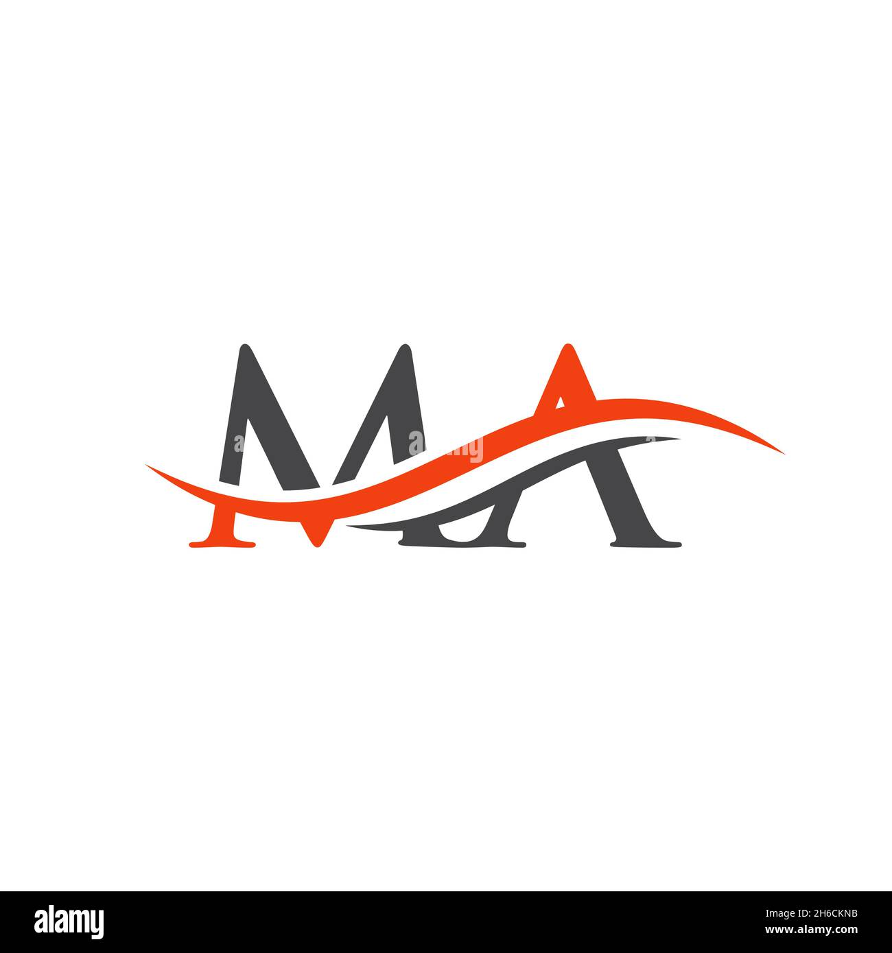 Logo Premium lettera ma con concetto di onda d'acqua. DESIGN CON logo MA letter e moderno alla moda Illustrazione Vettoriale