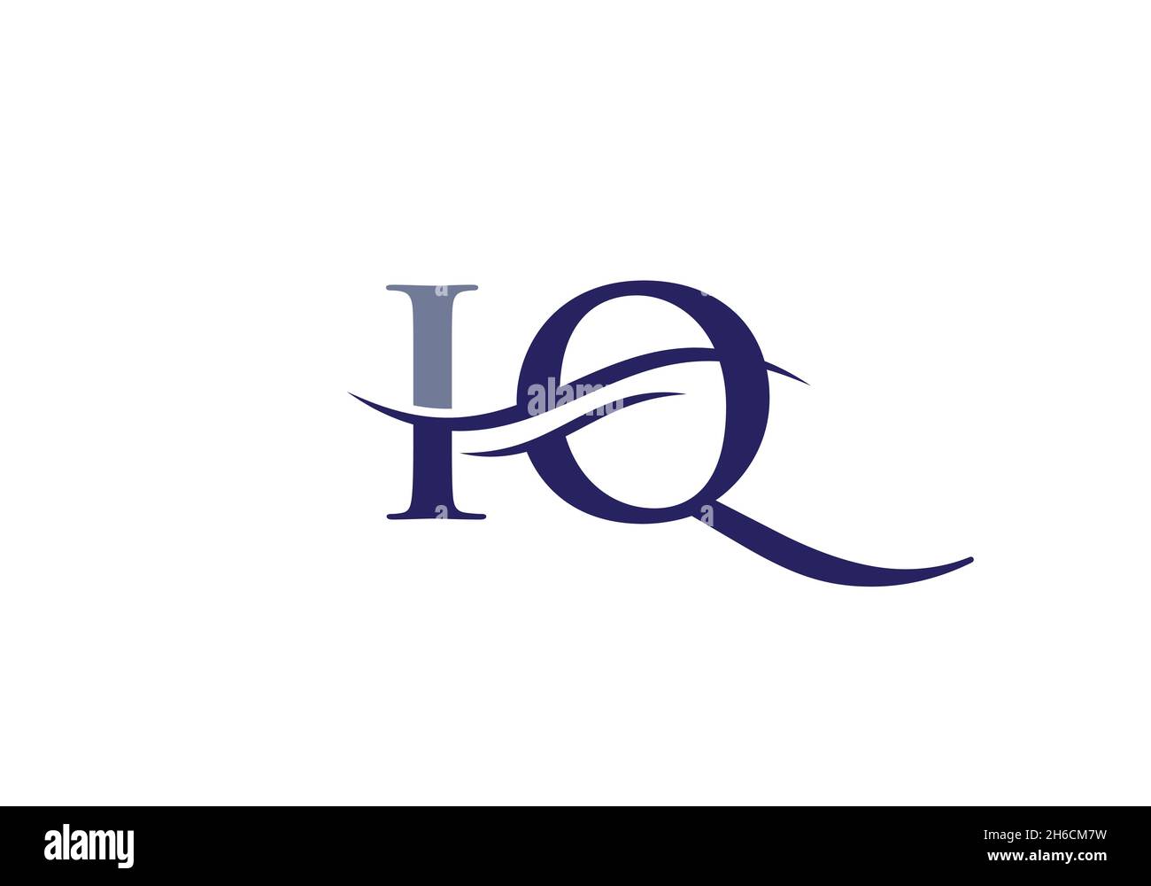Modello vettoriale del logo collegato alla lettera IQ iniziale. Logo Swoosh lettera IQ. Logo IQ con design moderno e alla moda Illustrazione Vettoriale
