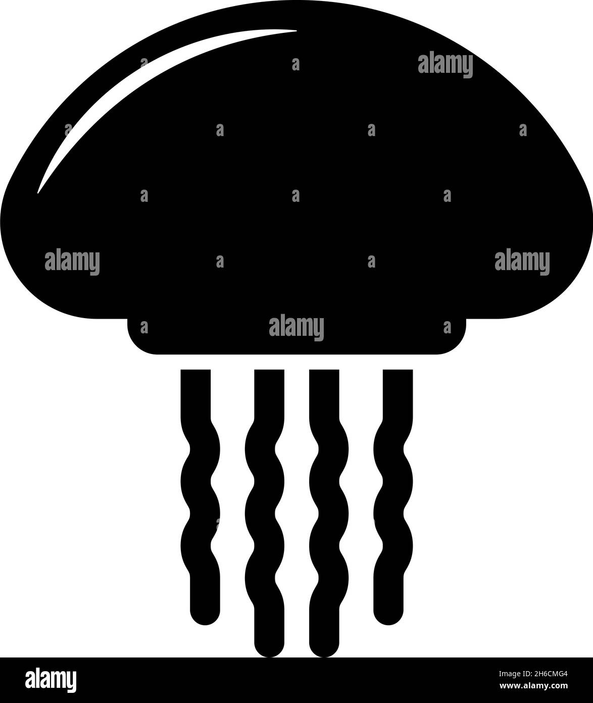 Medusa jellyfish icona colore nero vettore illustrazione stile piatto semplice immagine Illustrazione Vettoriale