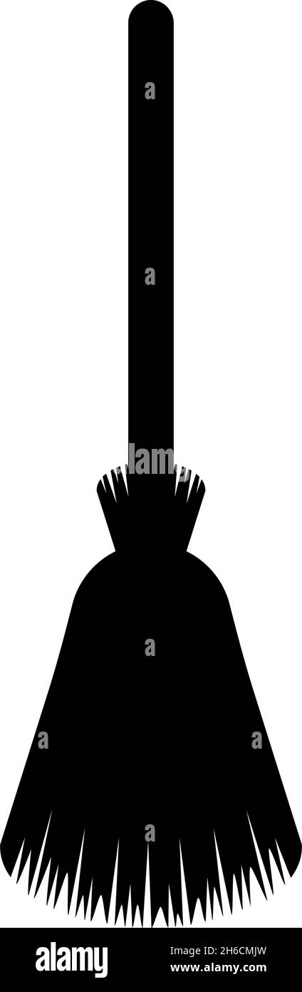 Scopa besom broomstick icona nero colore vettore illustrazione stile piatto semplice immagine Illustrazione Vettoriale