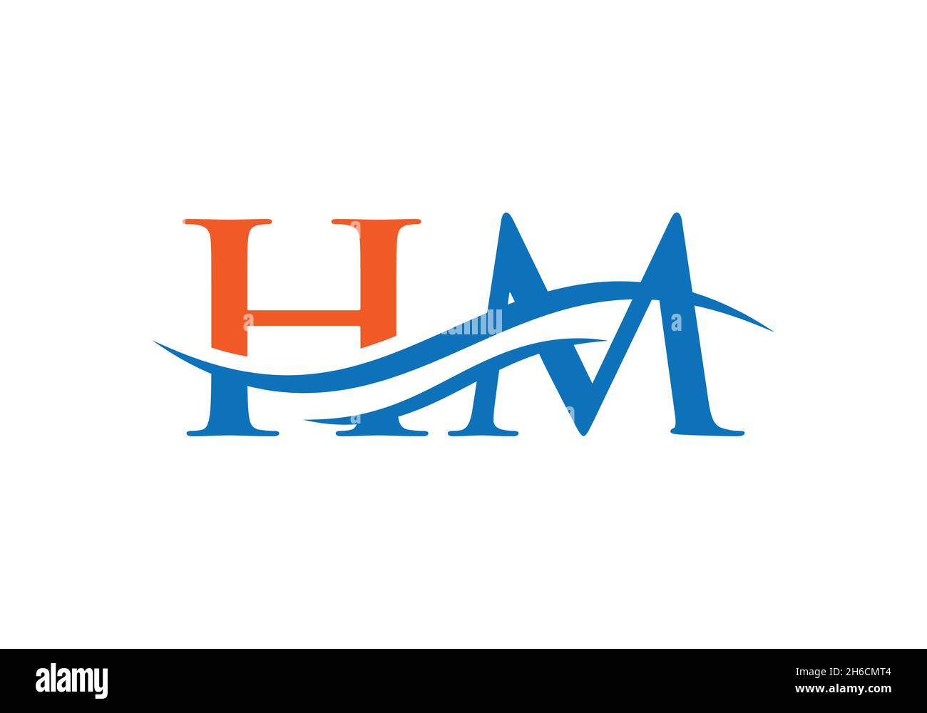 Logo HM Letter Linked per l'identità aziendale. Modello vettore logo HM lettera iniziale. Illustrazione Vettoriale