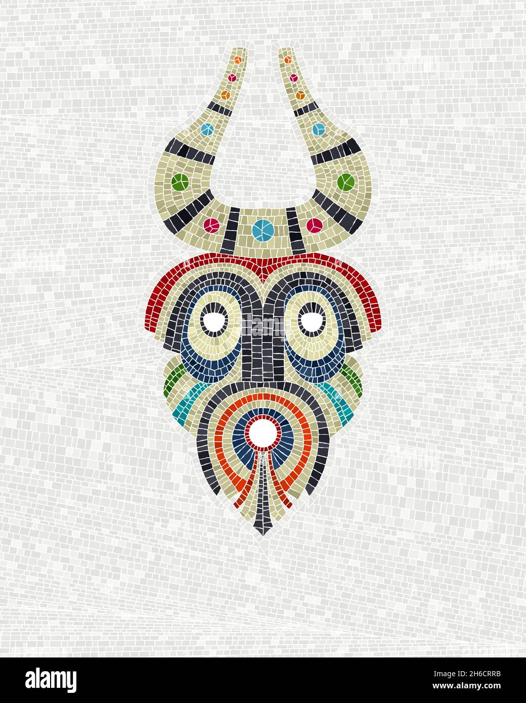 Maschera di diavoli, maschera tradizionale rumena. Mosaico vettoriale. Illustrazione Vettoriale