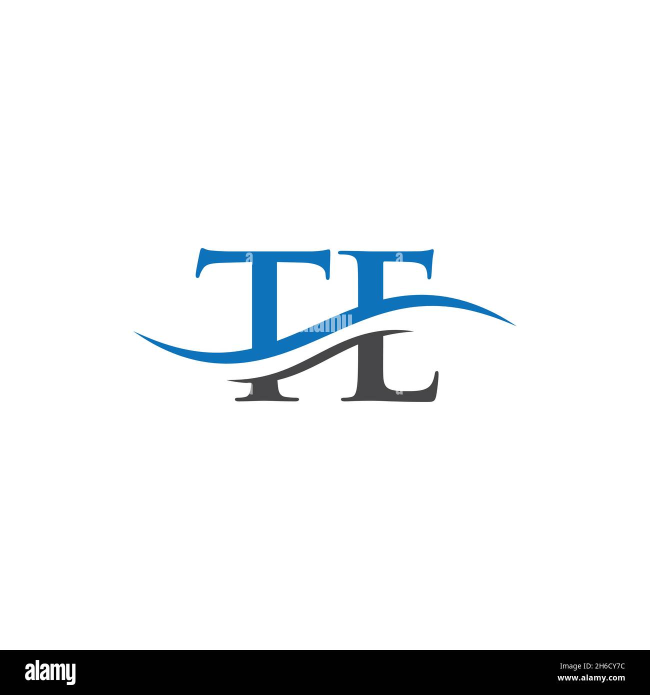 Swoosh Letter TE Logo Design per l'identità aziendale e aziendale. Logo Water Wave TE con tendenza moderna Illustrazione Vettoriale