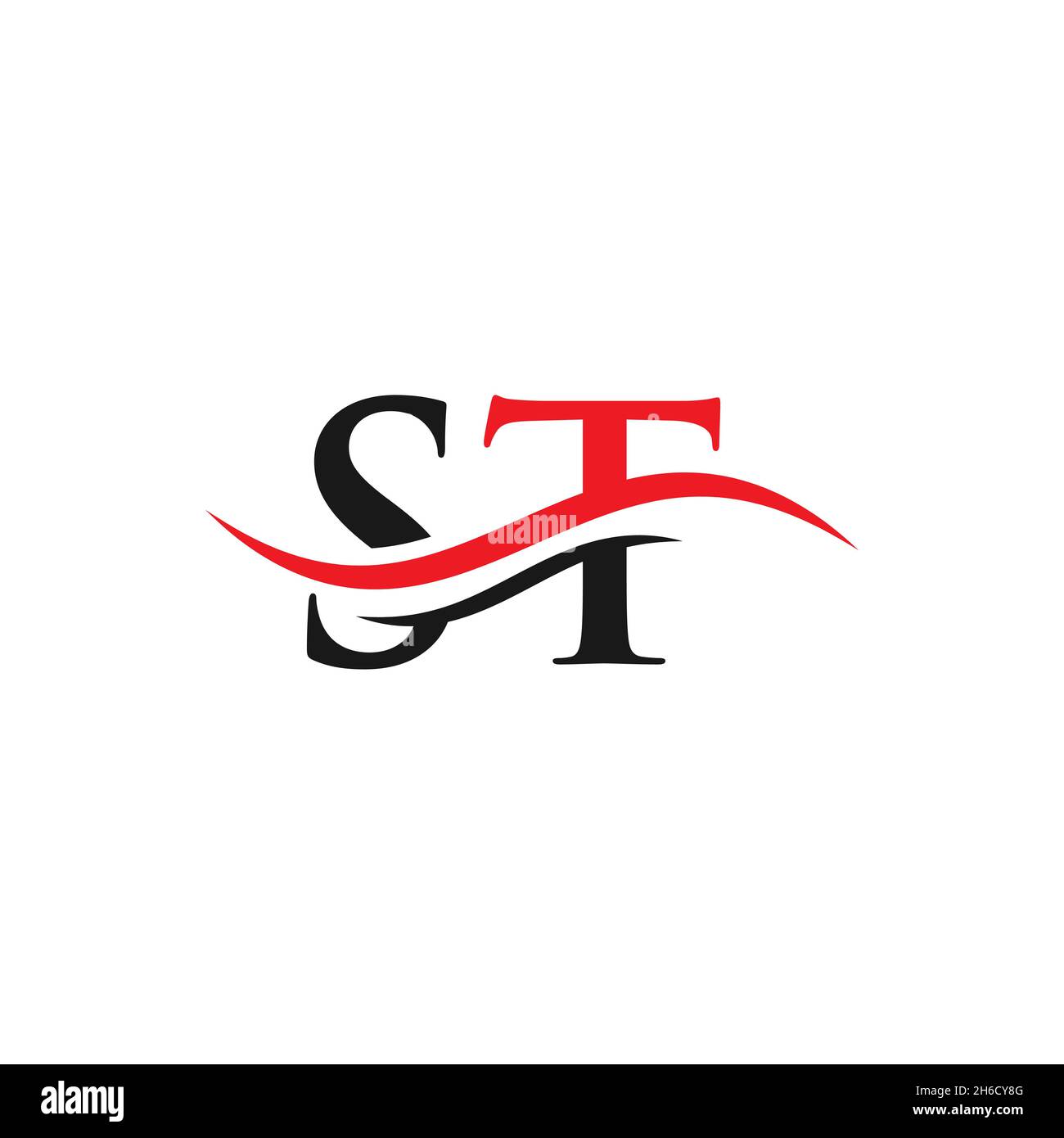 Swoosh Letter ST Logo Design per l'identità aziendale e aziendale. Logo Water Wave ST alla moda moderna Illustrazione Vettoriale