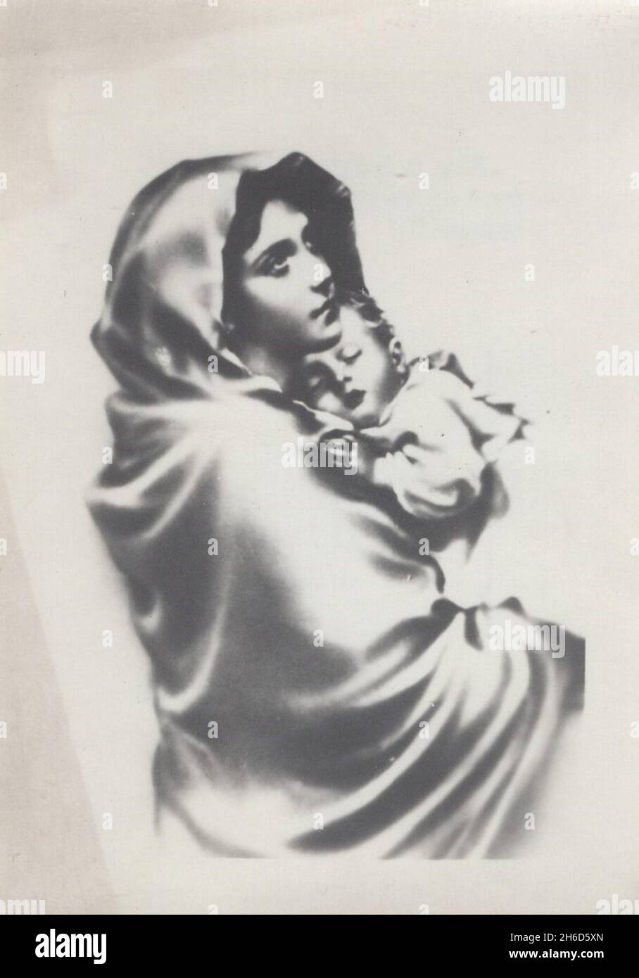vintage carta Santa monocromatica Madonna St Mary con il bambino Gesù. Disegni. Autorizzazioni-diritti-aggiuntivi-non disponibili Foto Stock