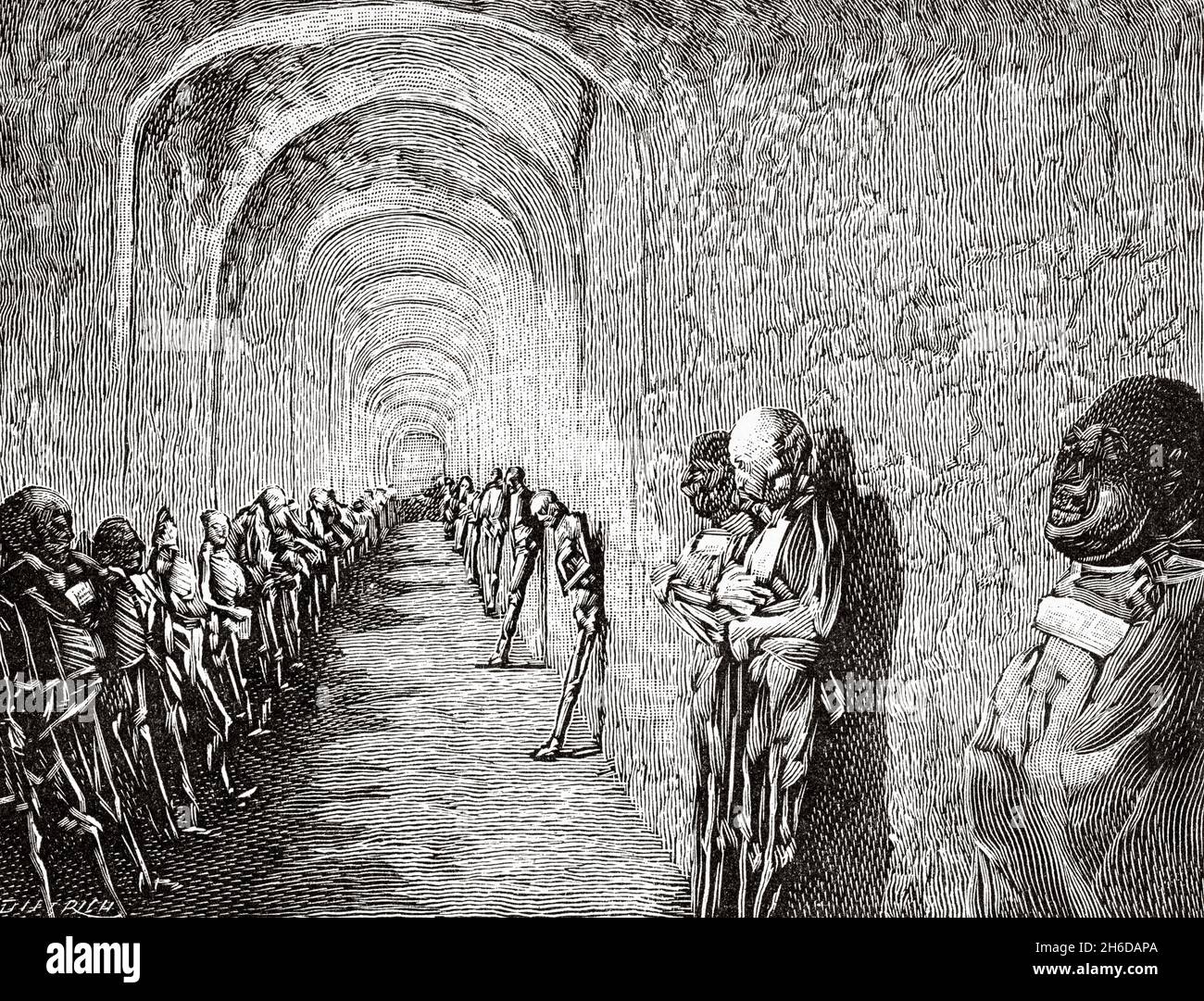 Le catacombe di Guanajuato, Messico. America Latina. Antica illustrazione del 19 ° secolo inciso da la Nature 1897 Foto Stock
