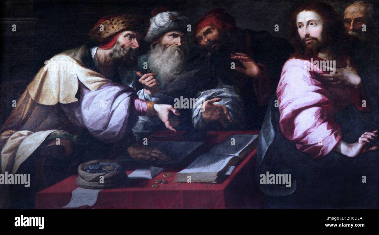 Chiamata di San Matteo (in alto a sinistra) (1668) di Sebastián Llanos y Valdés (c.1605–1677) pittore spagnolo del periodo barocco, attivo principalmente a Siviglia. Foto Stock