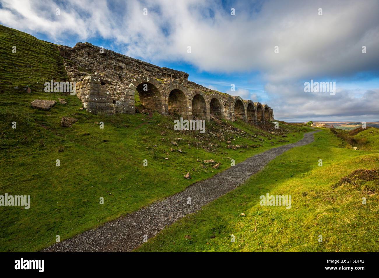I forni Ironstone a Bank Top a Rosedale, North York Moors National Park, Yorkshire, Inghilterra Foto Stock