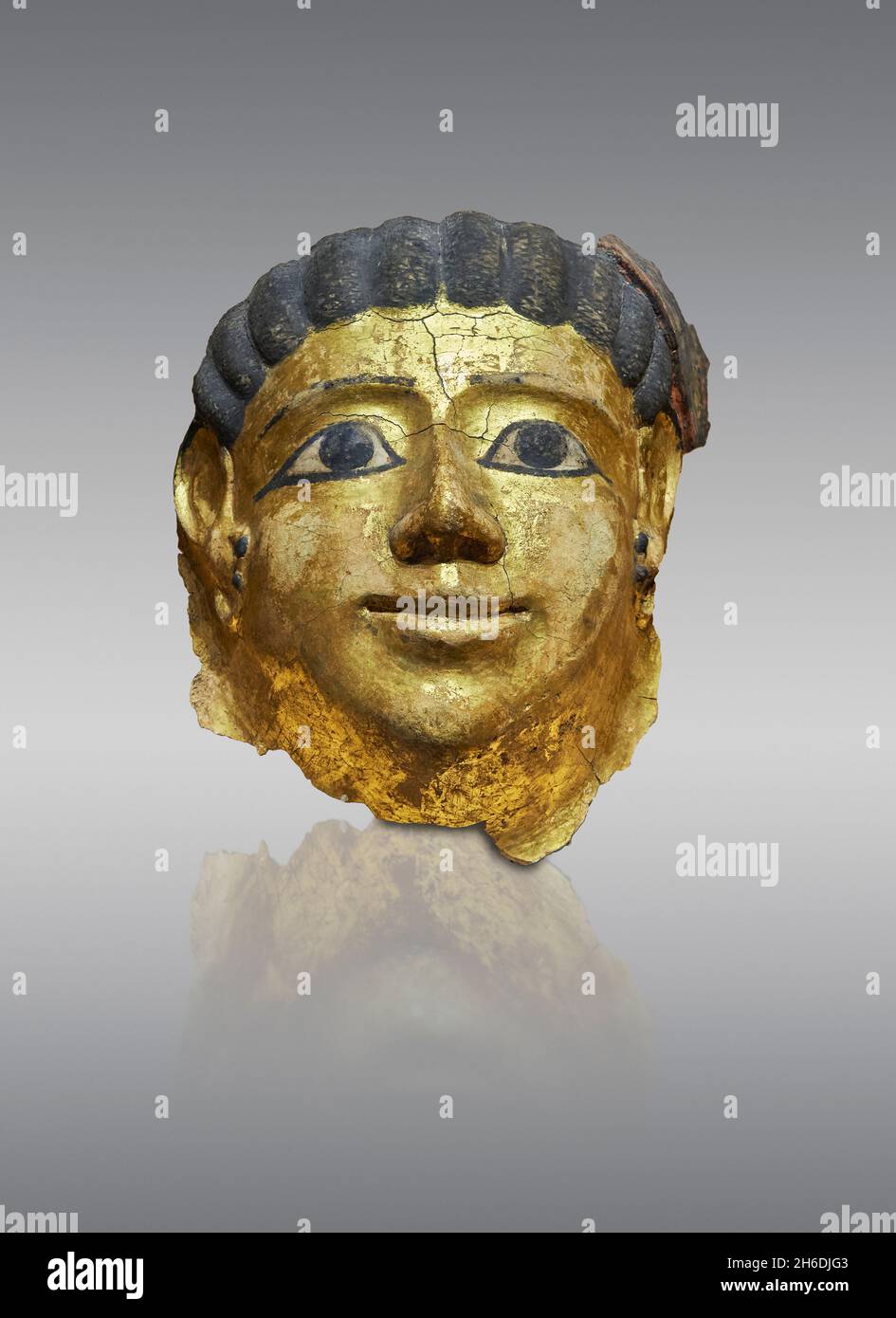 Maschera funeraria egizia romana, 0 - 199 d.C. Museo del Louvre. Ritratto mummy. Camera Denon 183. Foto Stock