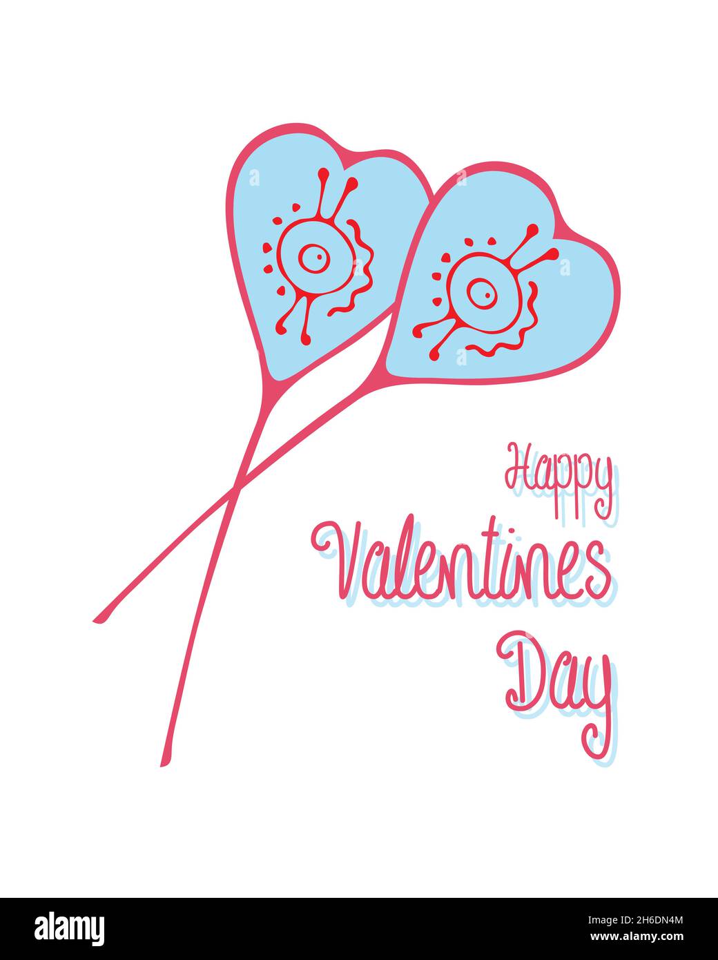 Buon San Valentino illustrazione giorno con cuori scarabocchi, cartolina, congratulazioni, amore, passione. Isolato. Sfondo bianco. Illustrazione vettoriale Illustrazione Vettoriale