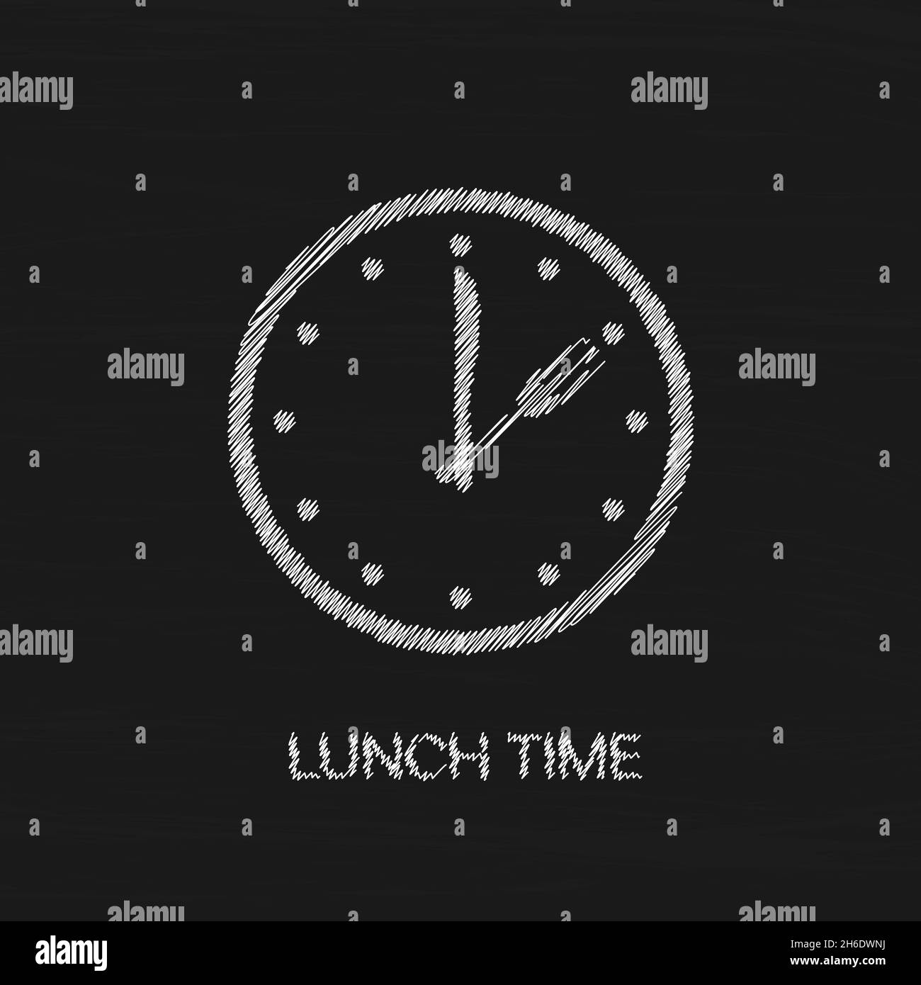 Icona del vettore dell'ora di pranzo. Ora del cibo su orologio Illustrazione Vettoriale