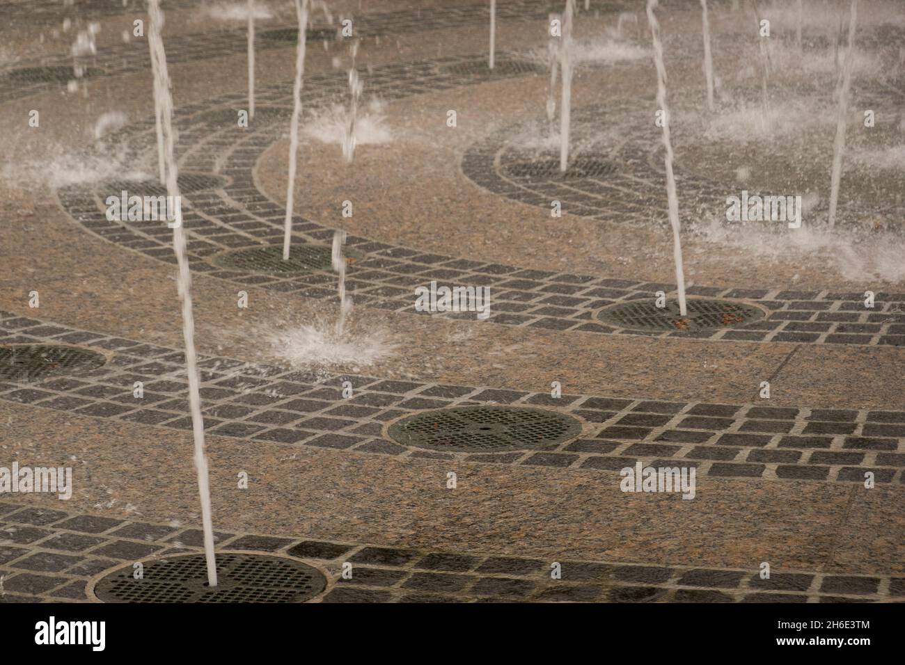 Water Feature nel parco pubblico a ovest di Manhattan NYC Foto Stock