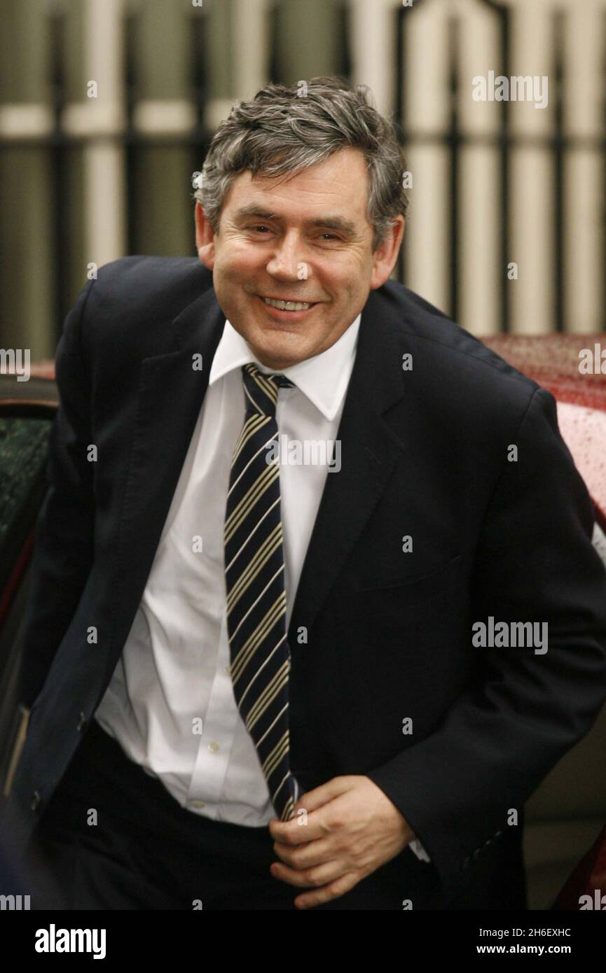 Il Cancelliere Gordon Brown lascia Downing Street. Foto Stock