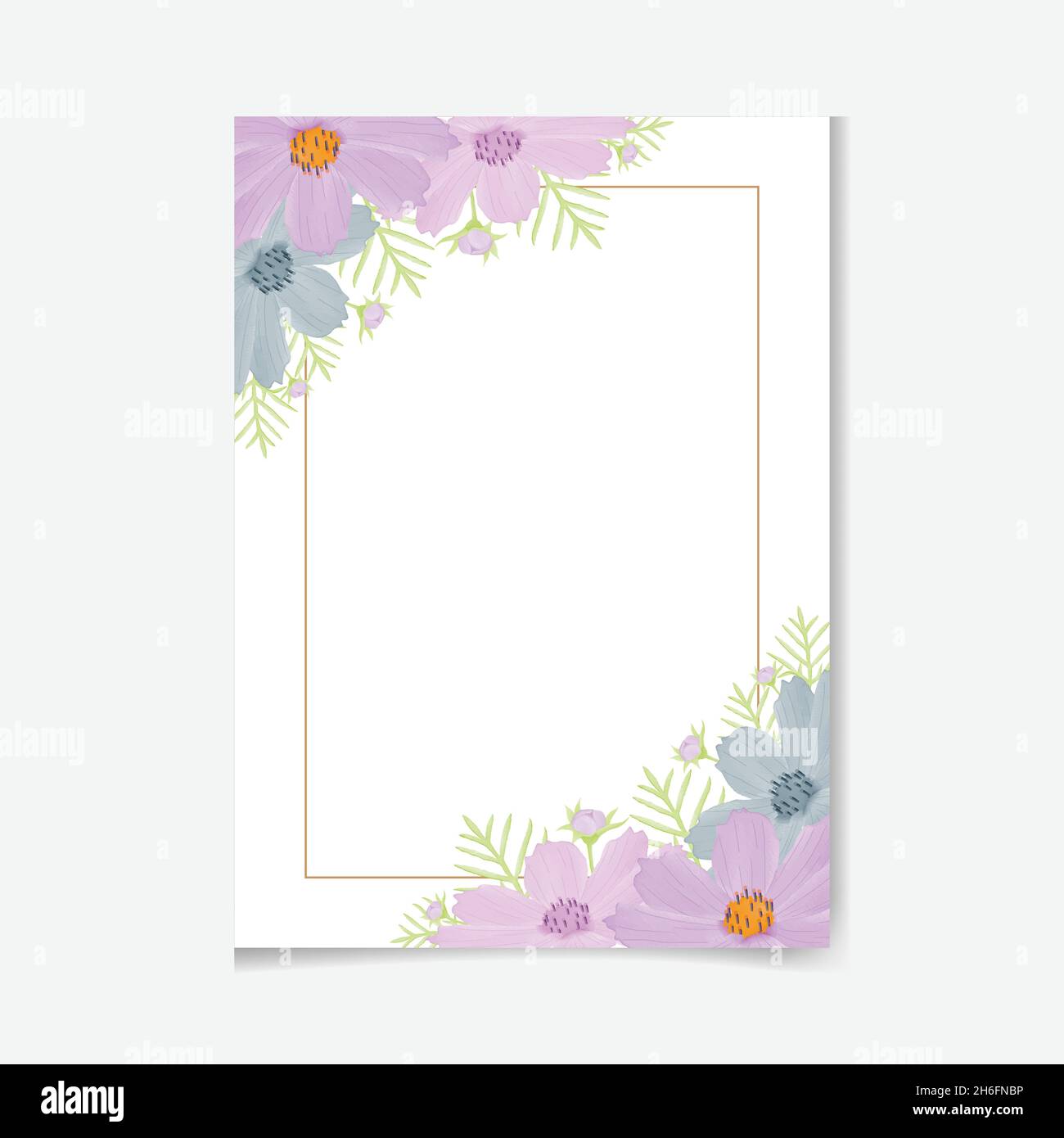 Acquerello naturale cosmo fiore e lasciare set design Illustrazione Vettoriale